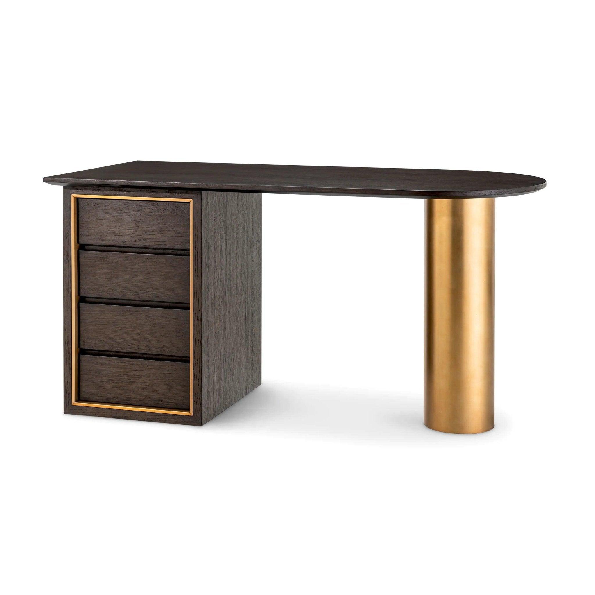 Biurko DEL RIO brązowy dąb mokka z mosiądzem Eichholtz Eye on Design