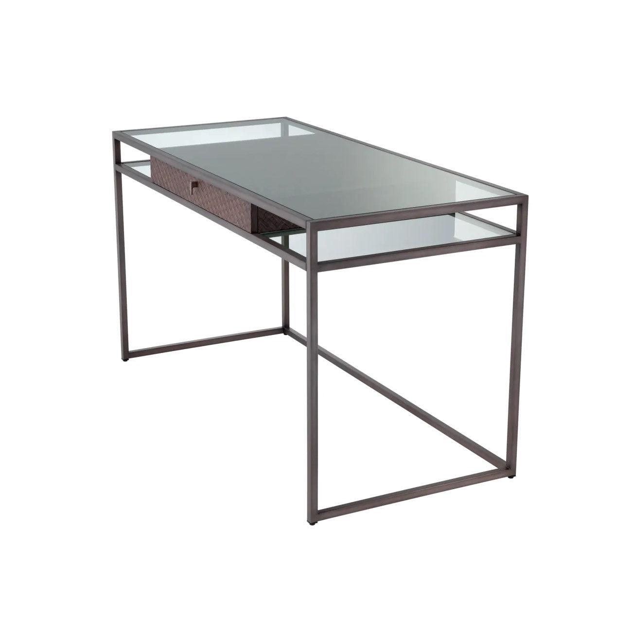 Biurko NAPA VALLEY ciemnobrązowy fornir ze szkłem Eichholtz Eye on Design