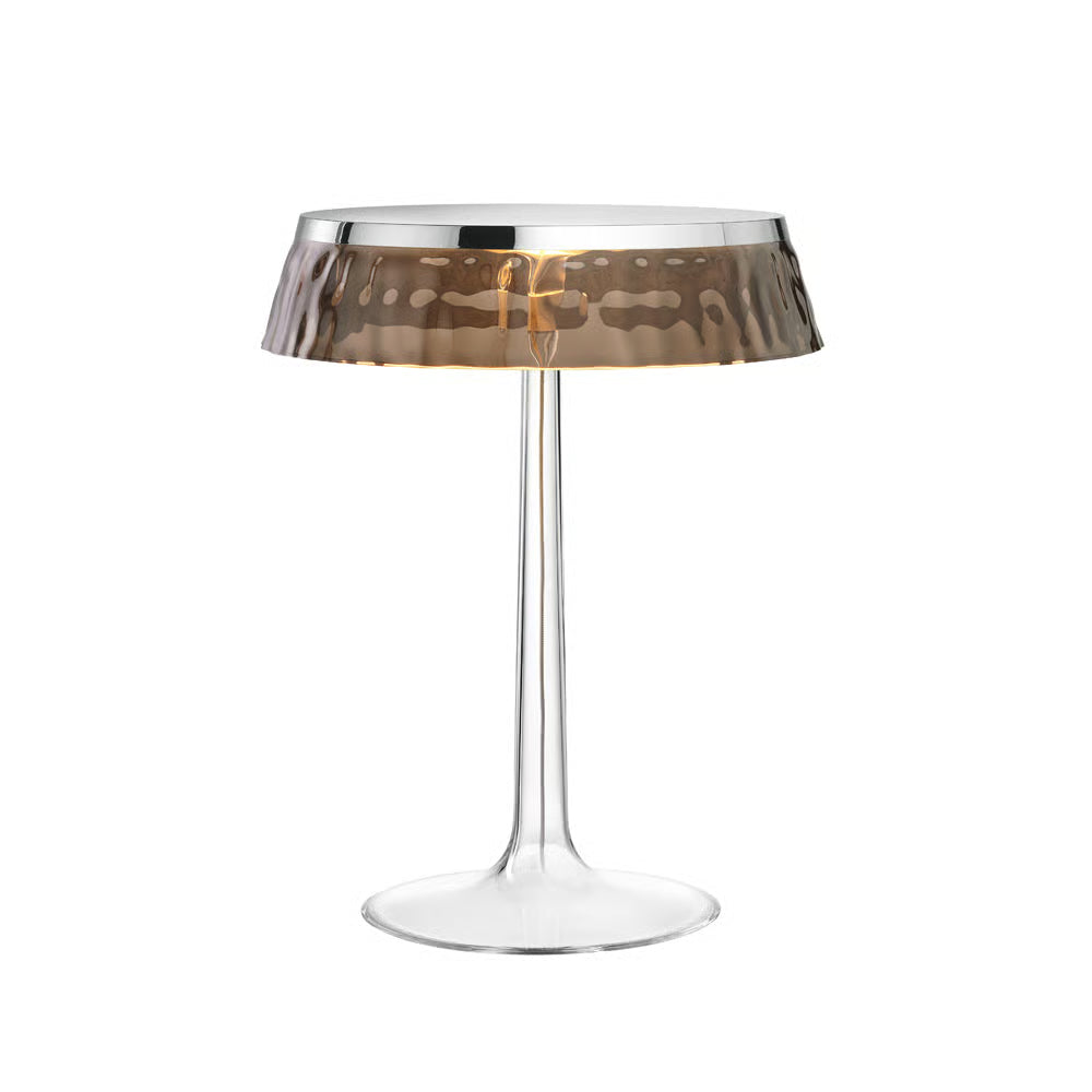 Tischlampe BON JOUR Chrom mit rauchigem Schirm