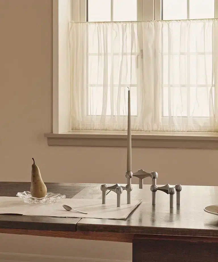 STOFF NAGEL Brushed Chrome Candle Holder Set