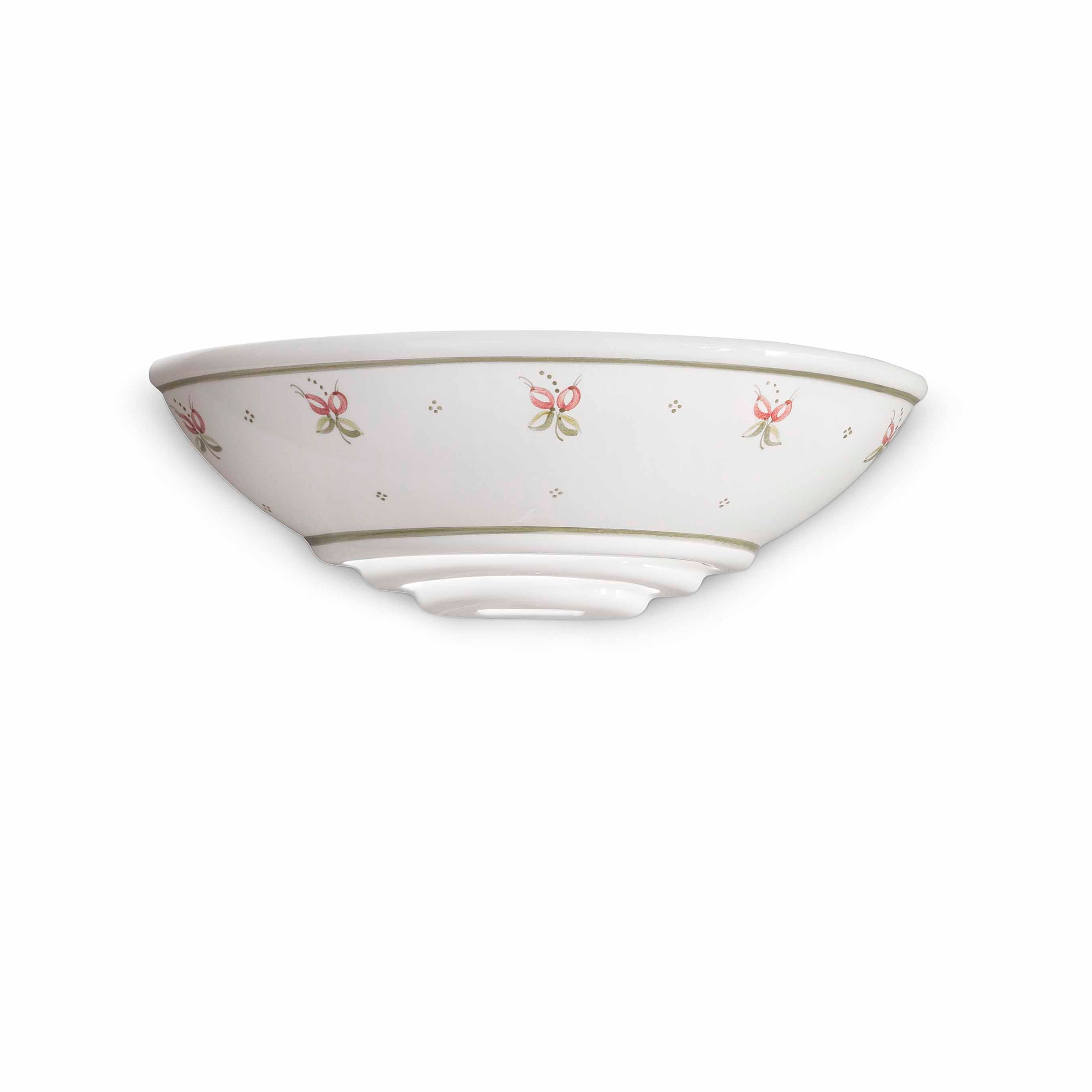 Wandleuchte aus Keramik TRIESTE weiß mit rosa-grünem Muster
