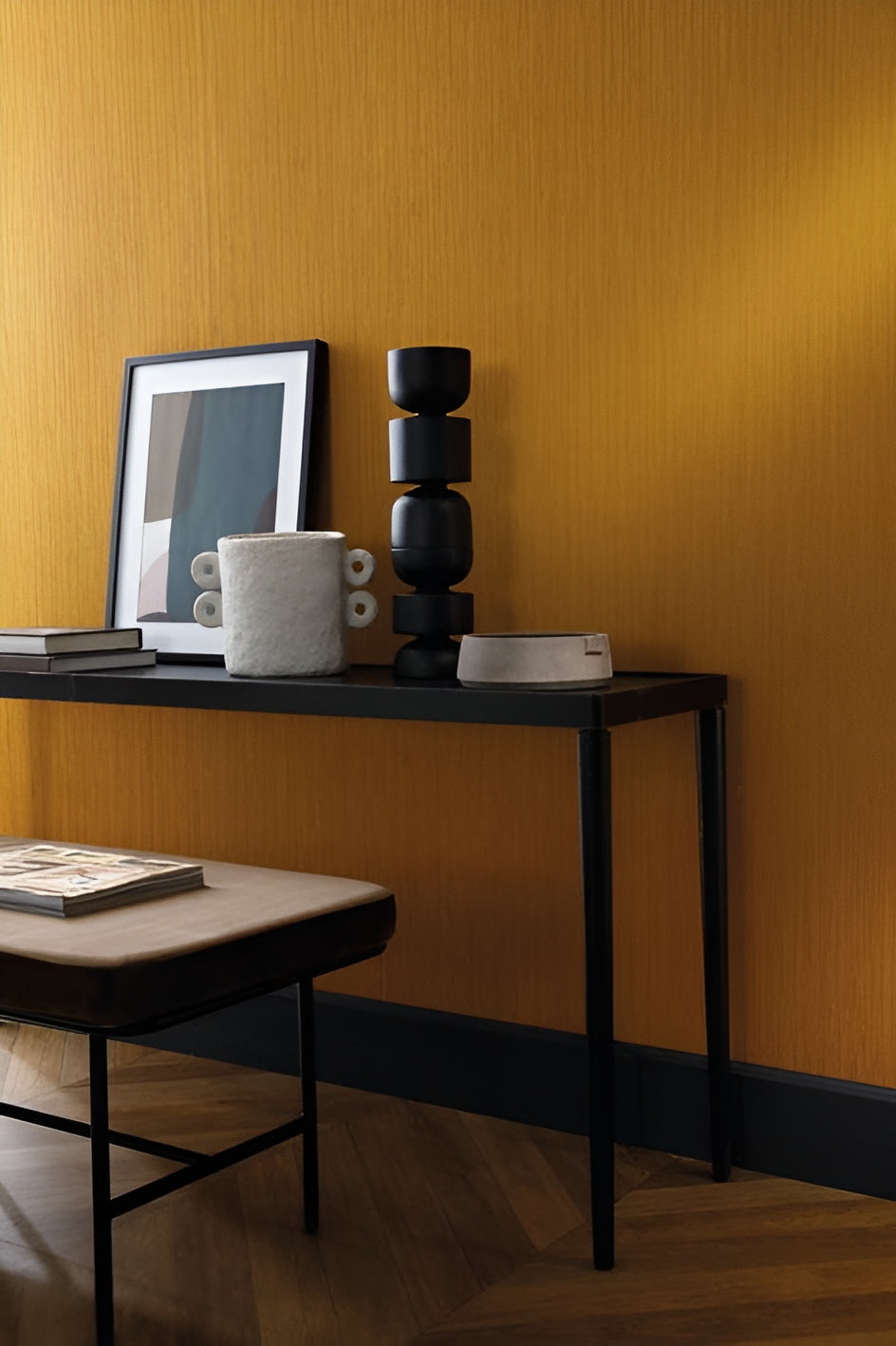 Strukturierte Textiltapete mit vertikalen Streifen JUSSIEU - ANTHRAZIT antrazitfarben