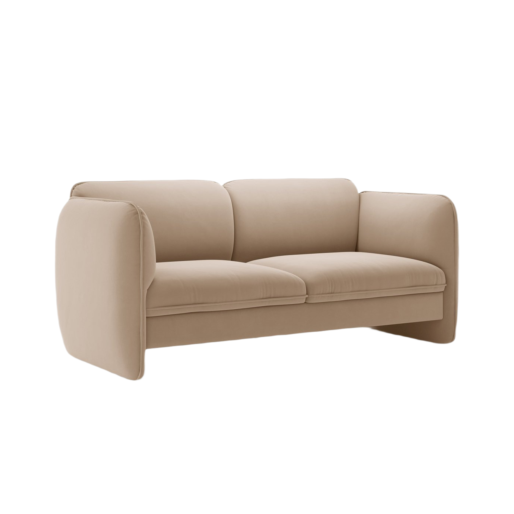 Georgia Almond Beige Velvet 2-Seater Sofa