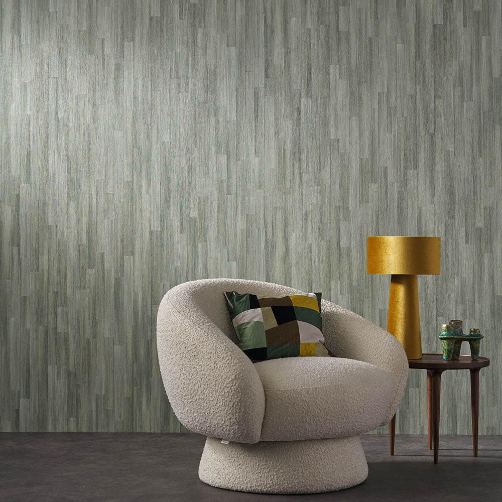 Strukturierte Tapete, die Holzplanken imitiert, SAPELLI - BLEU dunkelblau