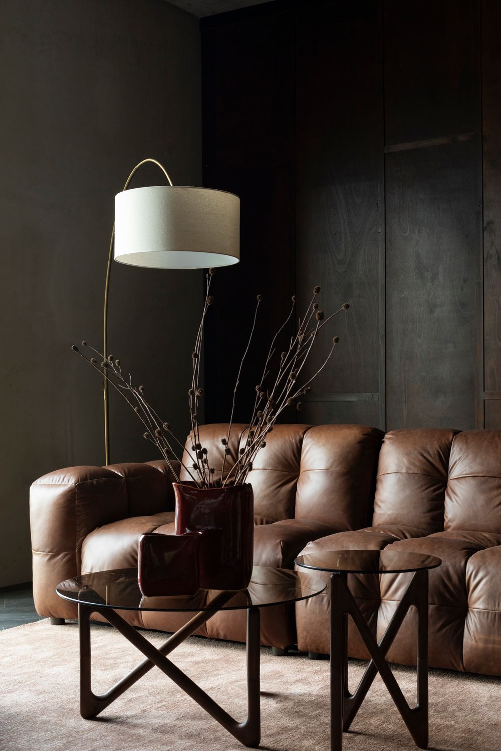 HACKMAN Modular Sofa - Central Element in Chocolate Leather