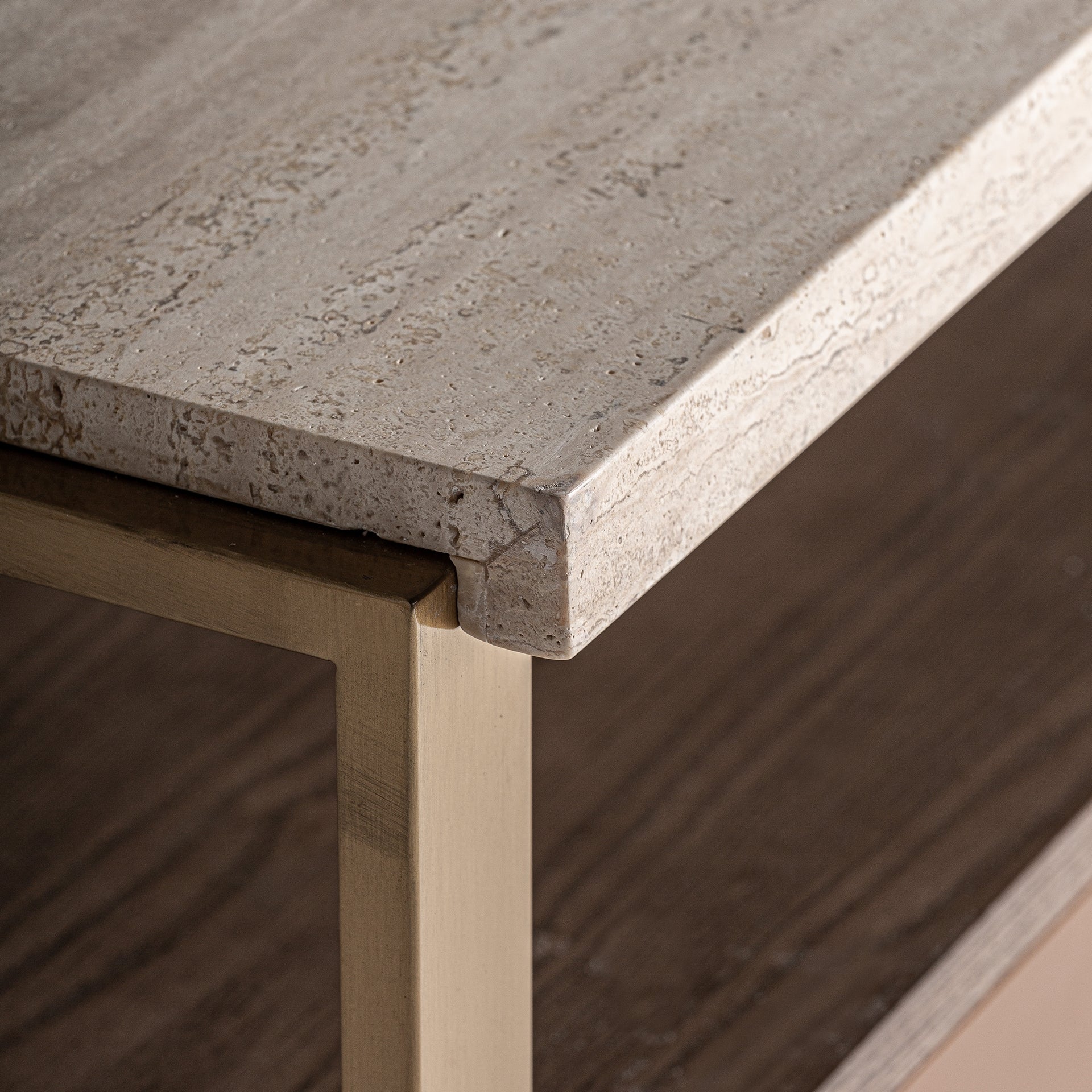 Monza Chest of Drawers Beige with Travertine Top