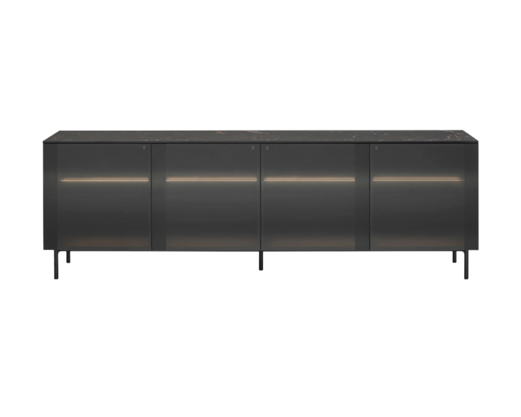 Schrank CRYSTAL schwarz mit braunem Glas