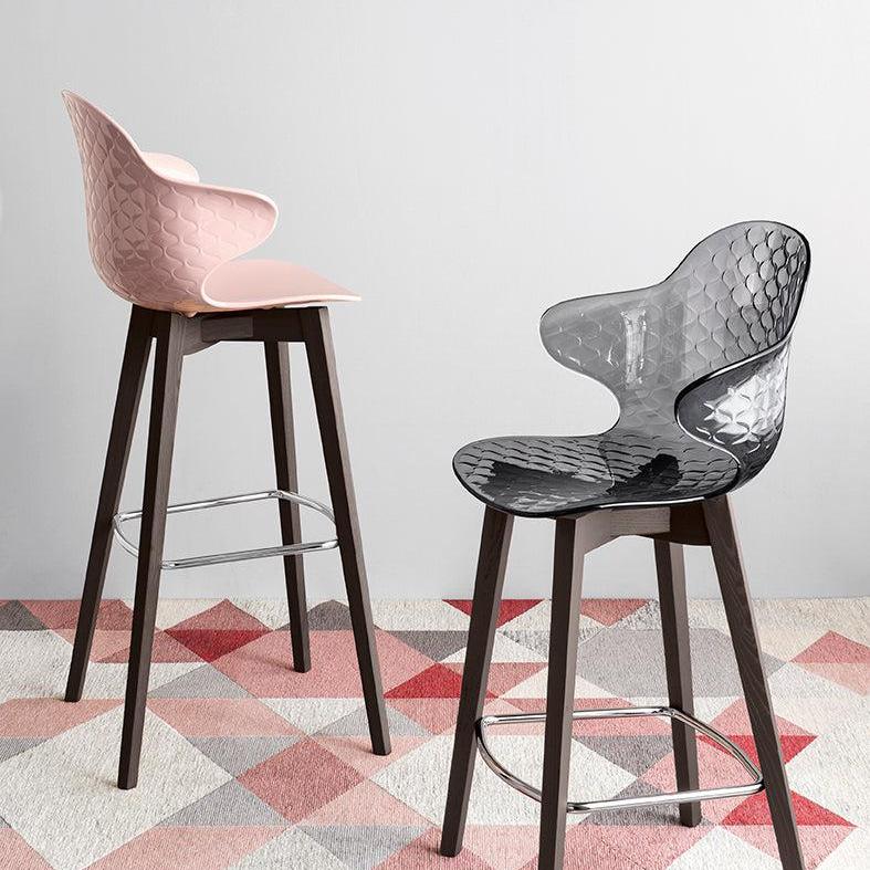 Barhocker SAINT TROPEZ mit braunem Sitz und heller Holzunterkonstruktion