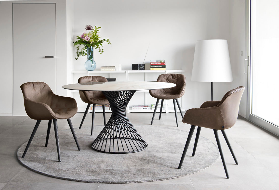 Round Table VORTEX white top with brown base