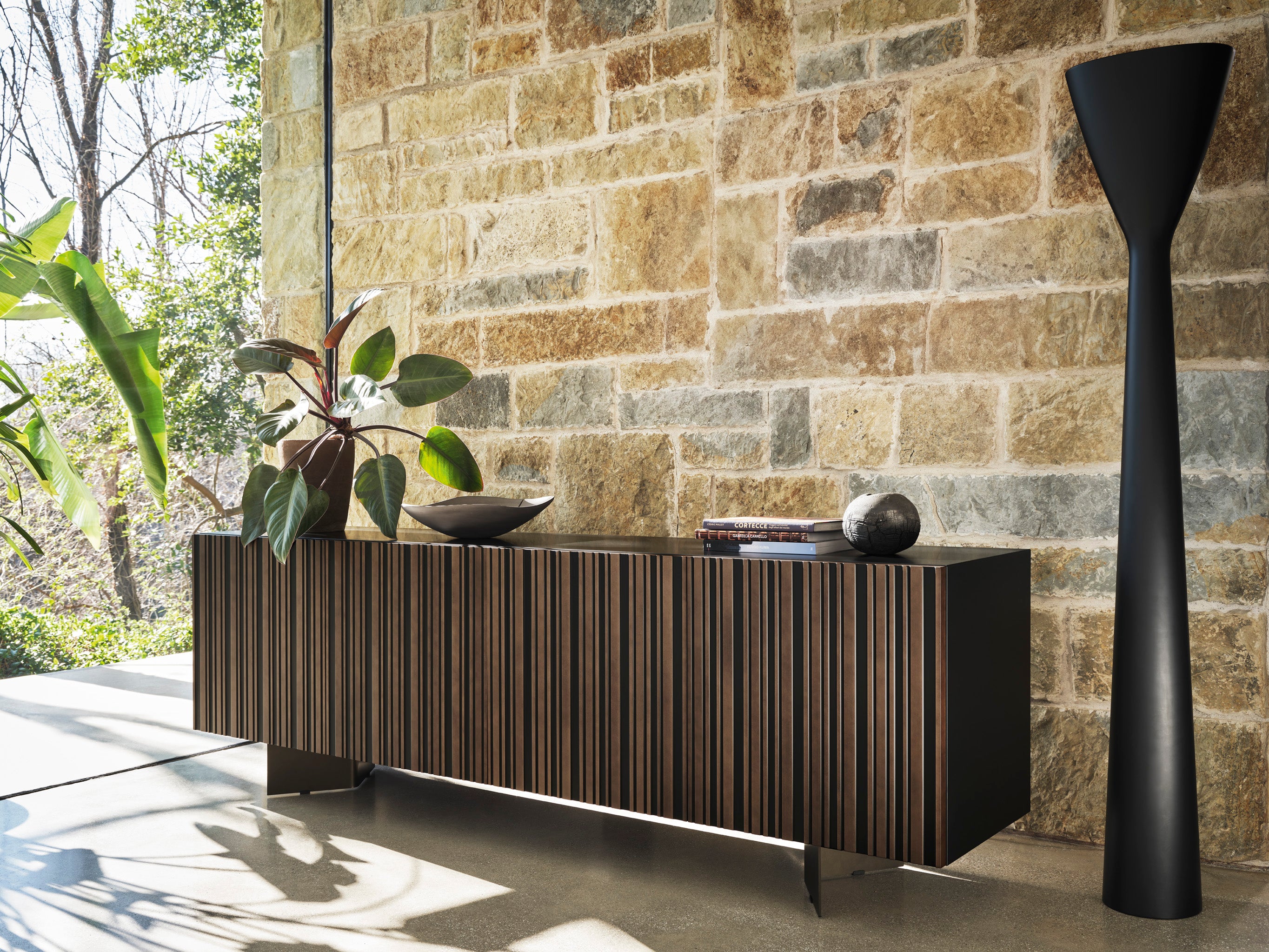 Kommode STREIFEN schwarz mit Braun