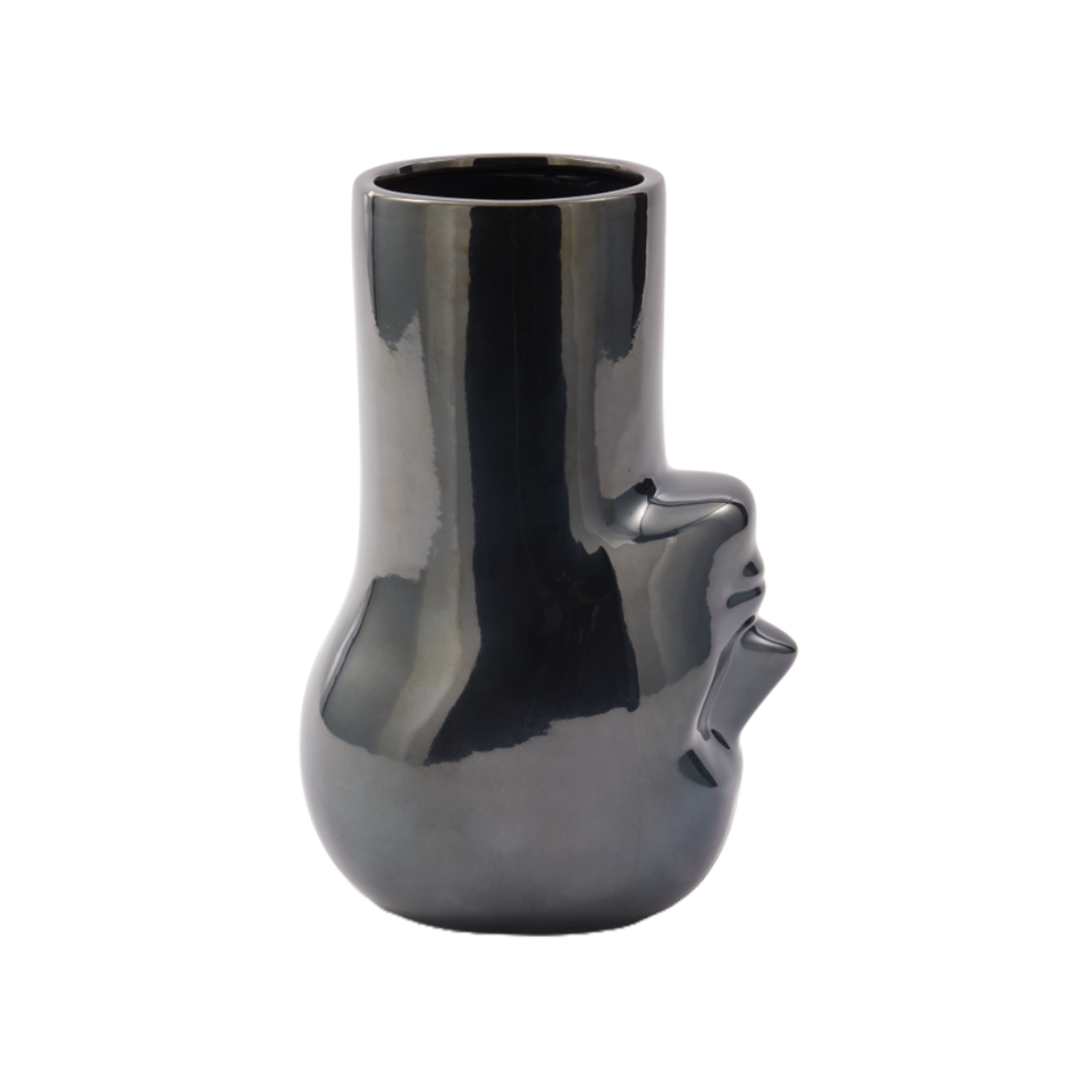 UPSIDE-DOWN LONG NECK vase dark gray