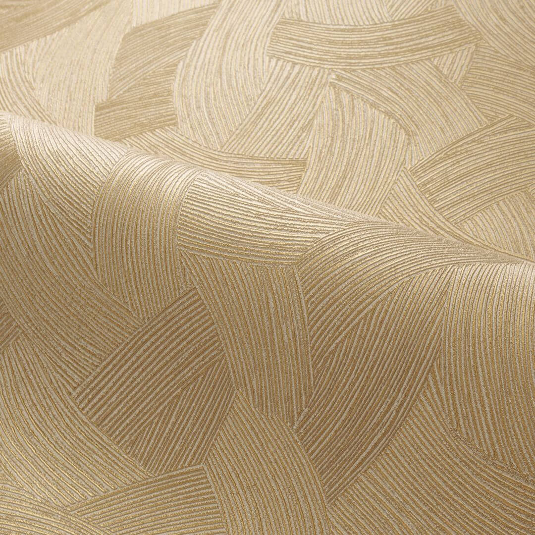 Metallische Strukturtapete mit abstraktem Muster BERENICE - TAUPE/DORÉ beige mit Gold