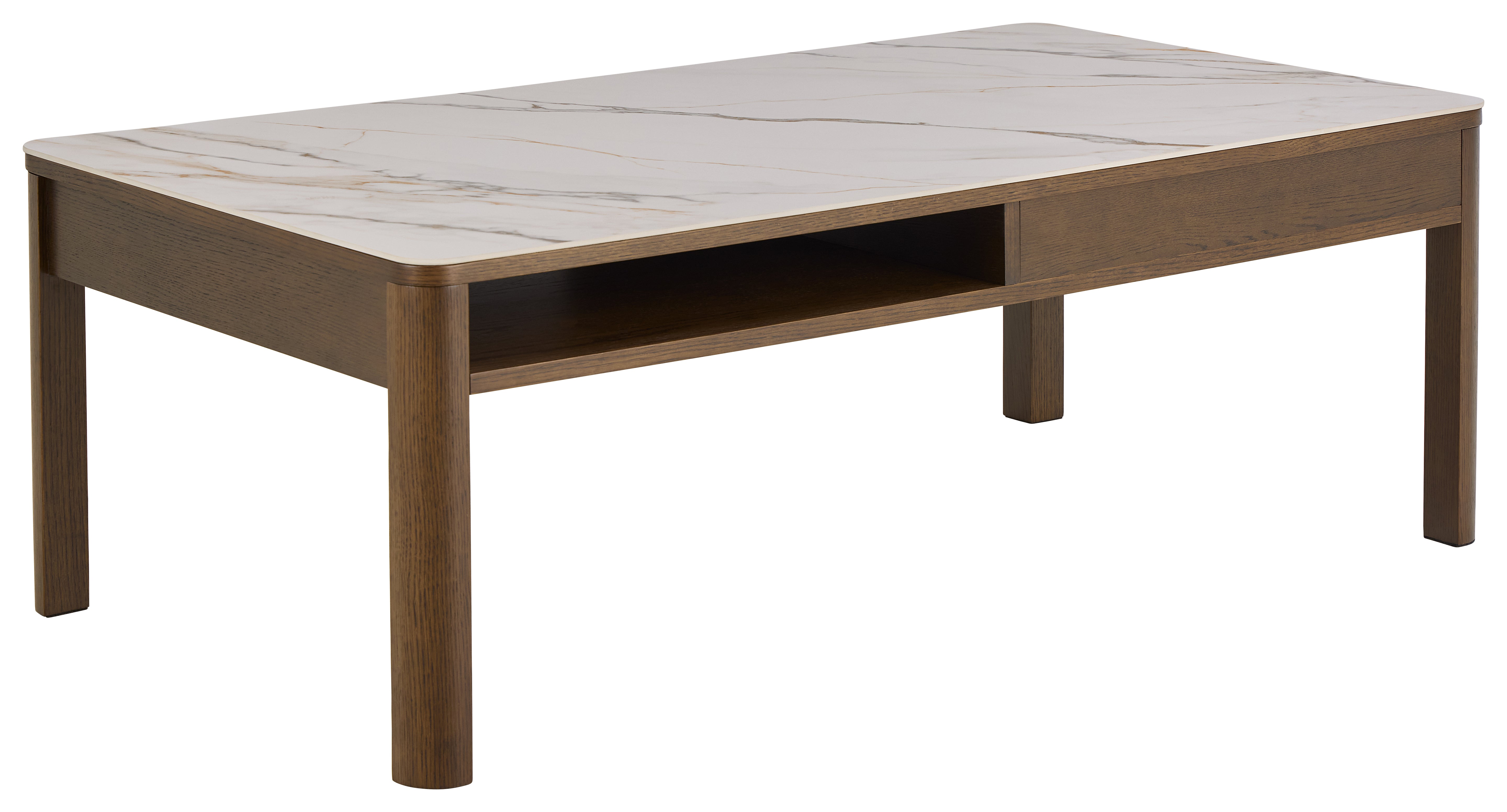 Couchtisch mit Schublade SOUTHAMPTON Eichenfurnier mit Keramikplatte