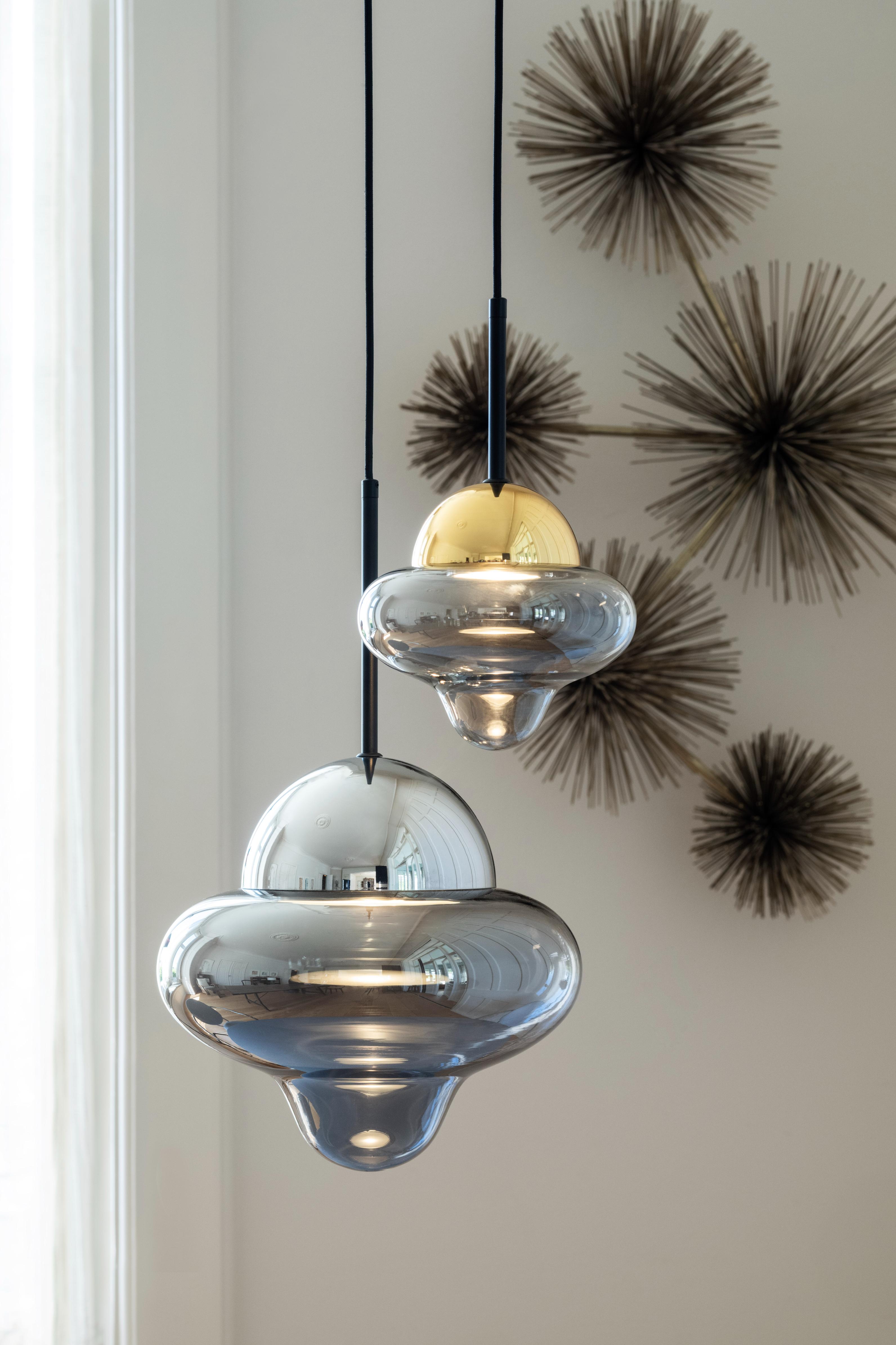 Pendelleuchte NUTTY rauchglas mit silbernem Finish