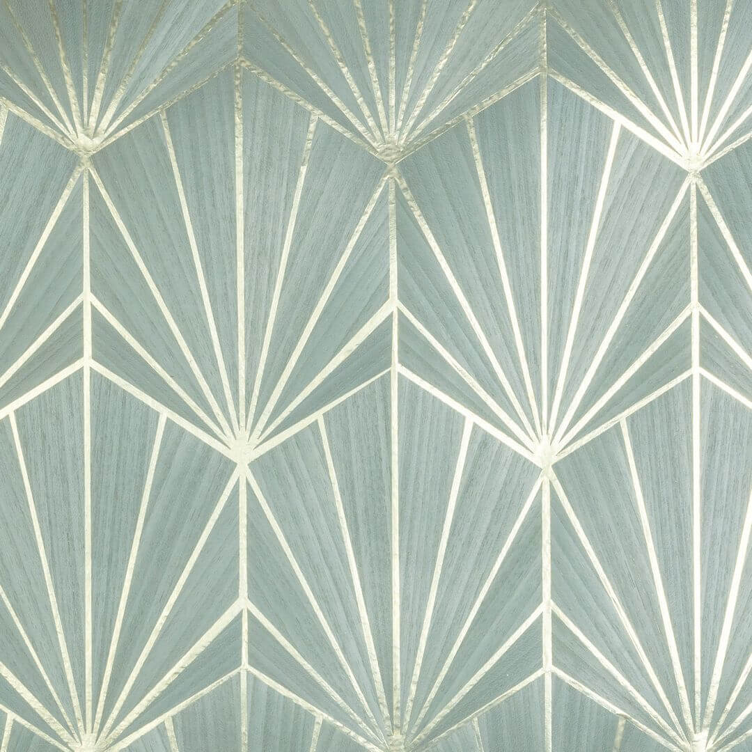 Tapeta fornirowana ze wzorem geometrycznym art deco MYTHIQUE - PIERRE BLEUE PLATINE platynowy niebieski – Casamance