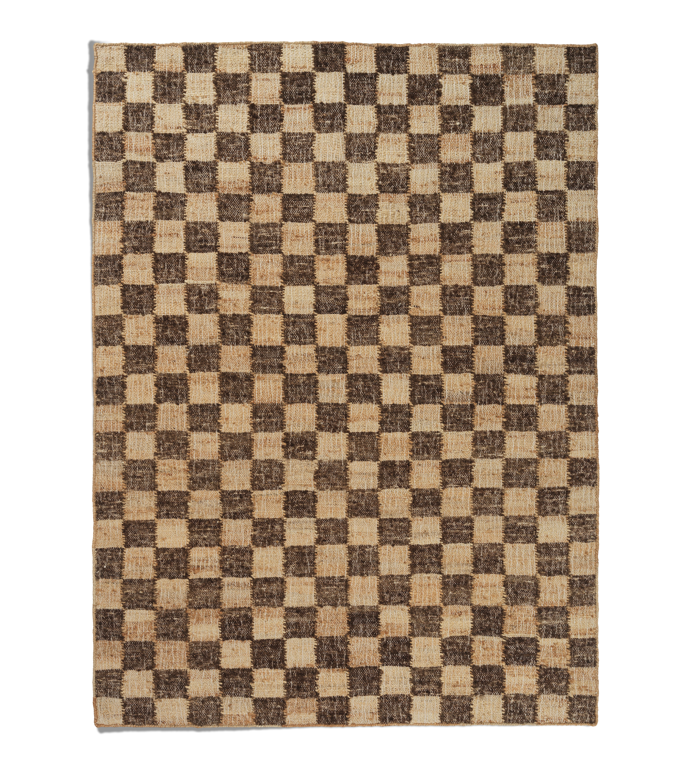 CHECK brown wool-jute rug