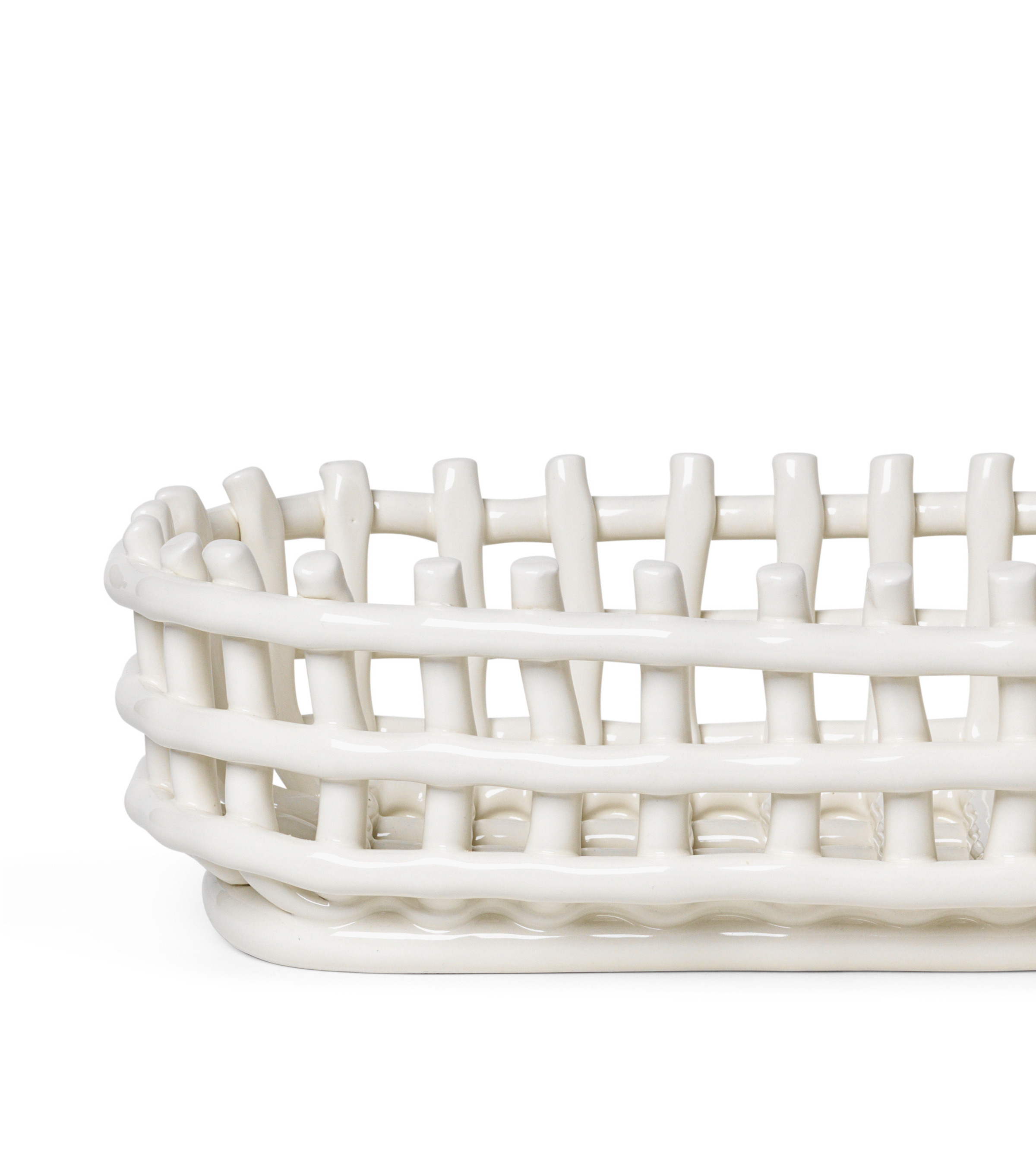 CERAMIC BASKET OVAL white