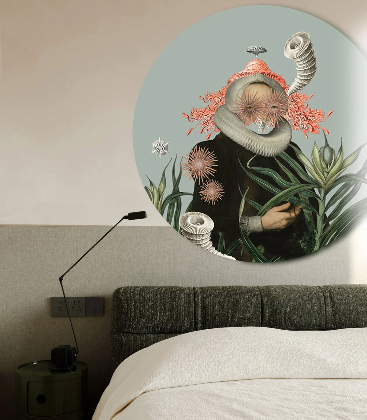 Circle-shaped Mural DOTS - LADY MEDUSA blue