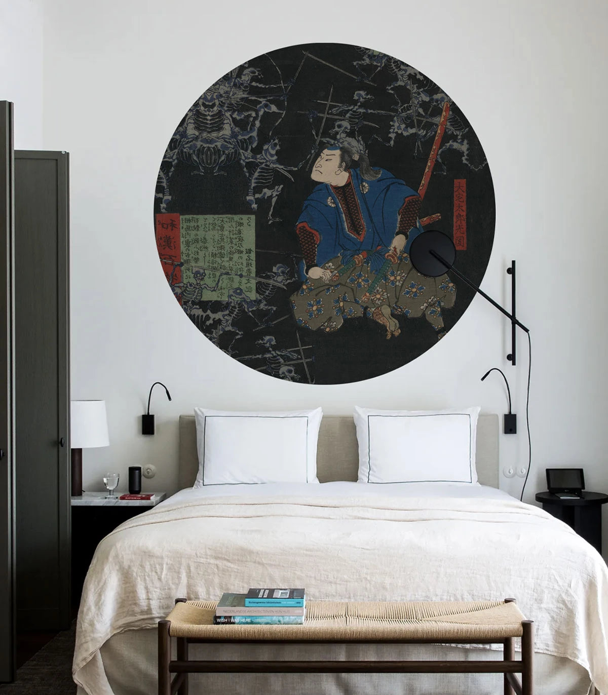 Circle-shaped Mural DOTS - THE UNDEAD BATTLE black