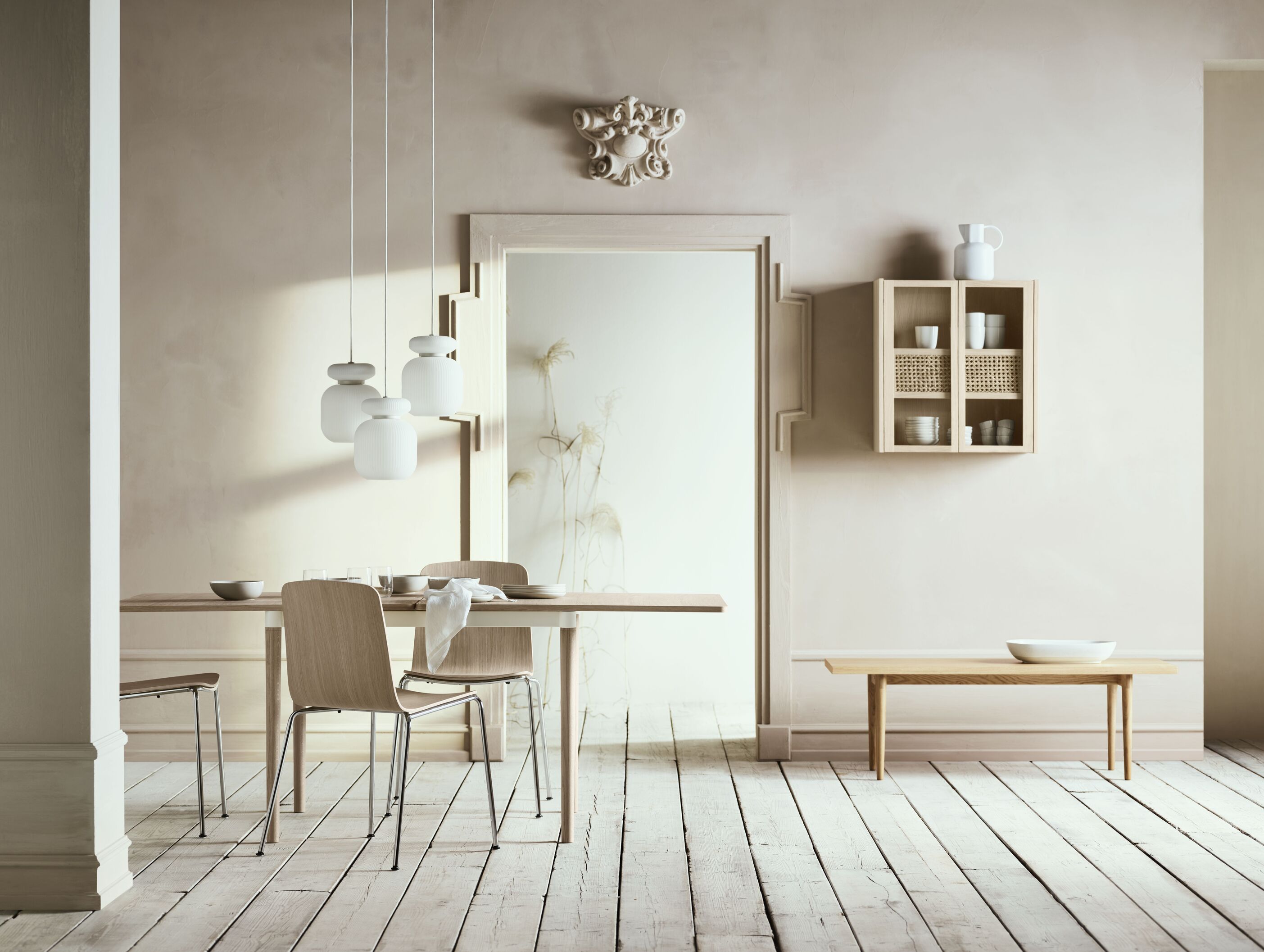 Double -Tisch -Eichenholz