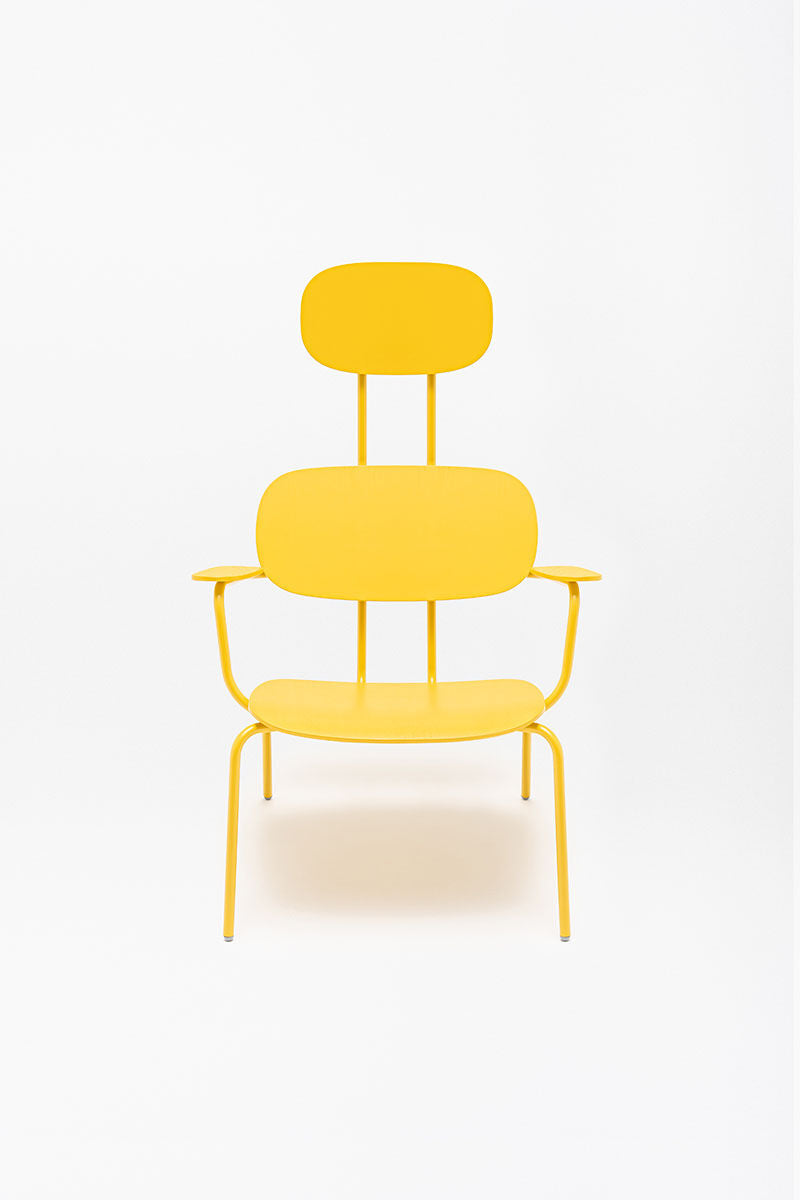 Fotel z zagłówkiem NEW SCHOOL LOUNGE czerwona podstawa – .mdd