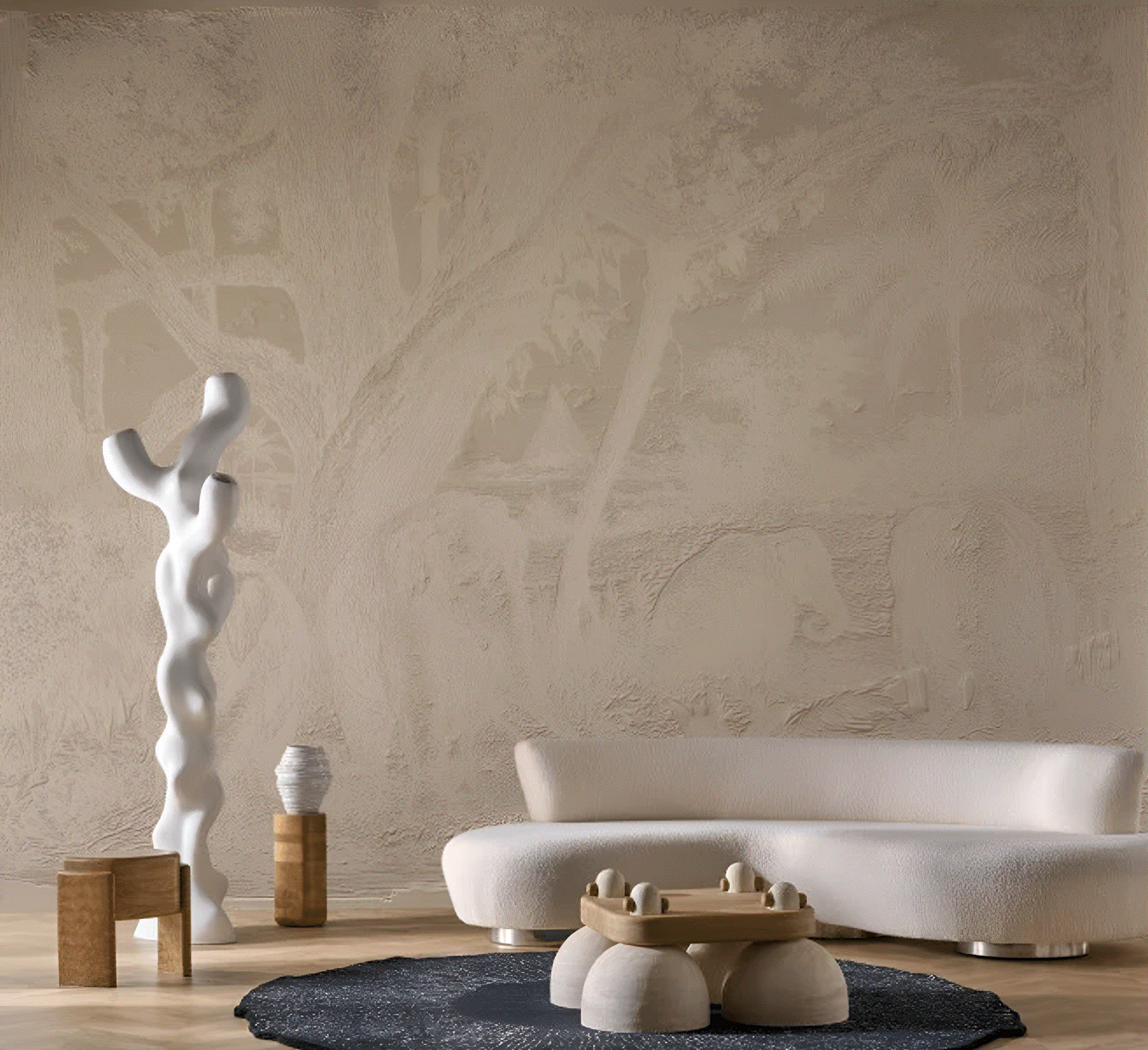 Strukturelles 3D-Textilwandbild mit tierischem Motiv MAXIMUS - BRUN TABAC braun