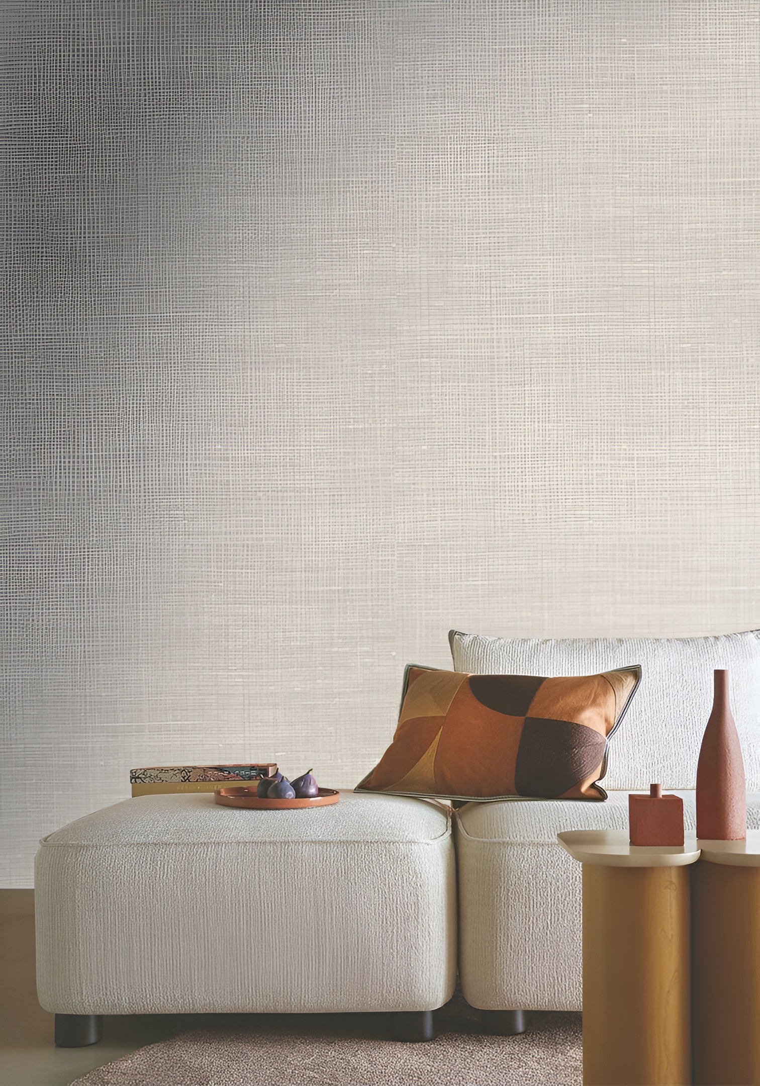 Strukturierte Tapete, die Leinenstoff imitiert SHINOK - GRES beige