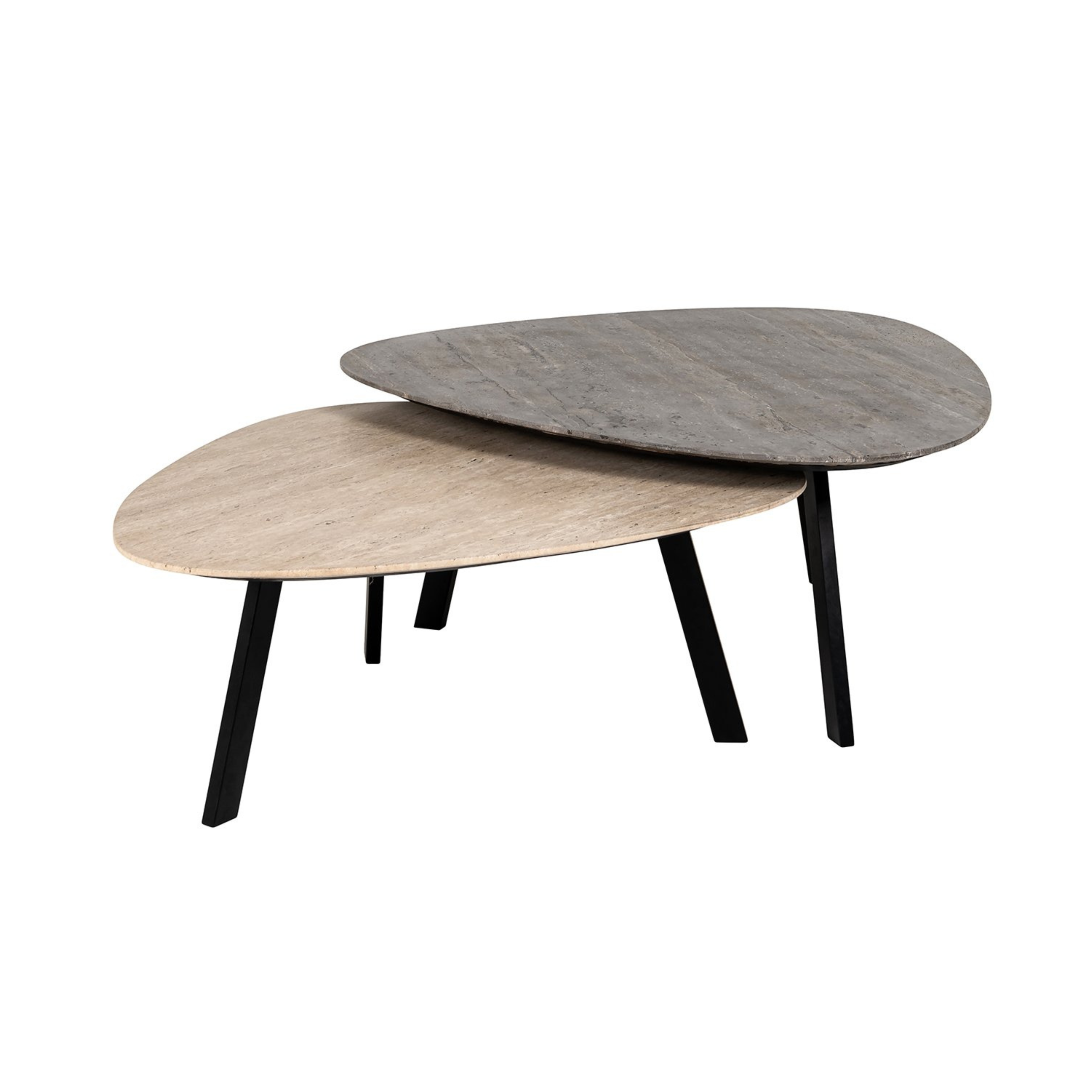 SPENCER coffee table set marble and travertine