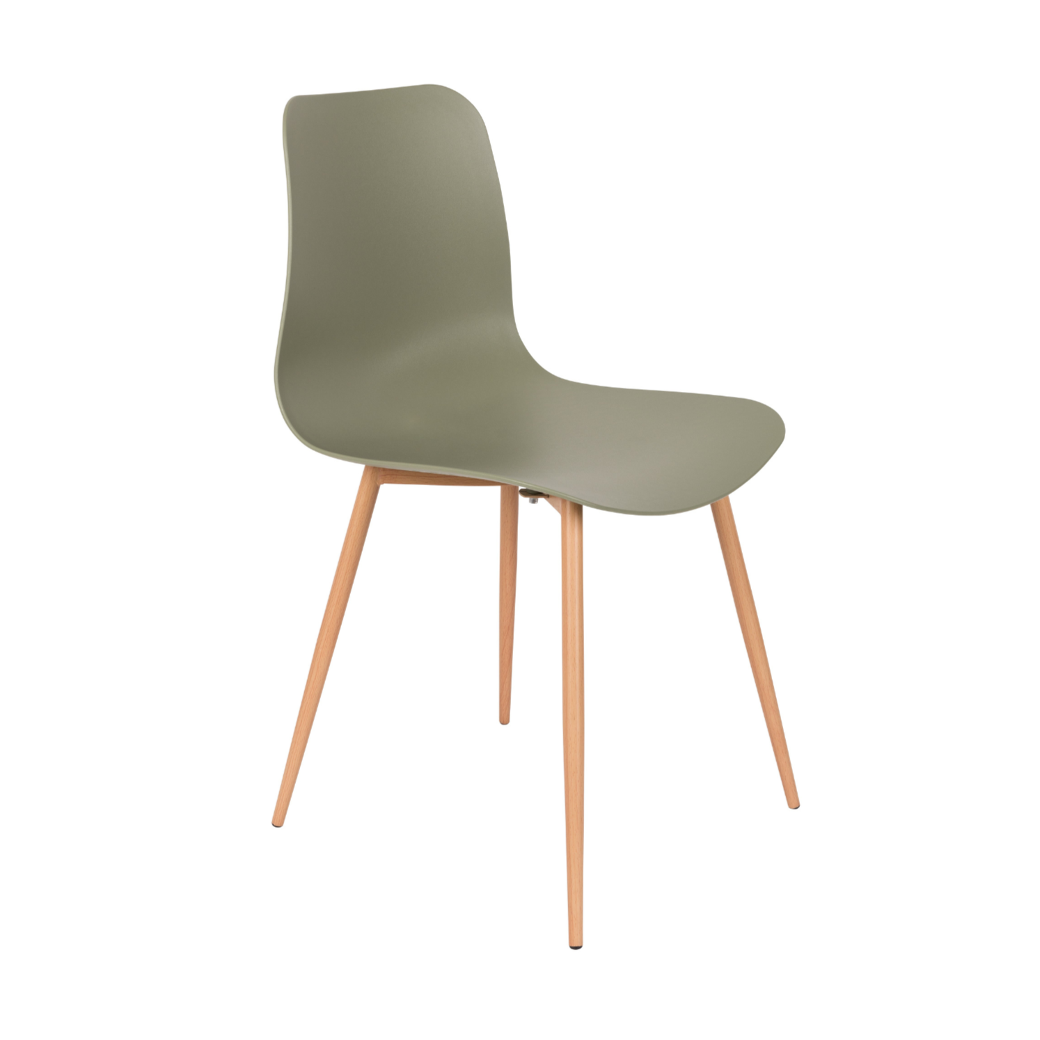 Krzesło LEON zielony z drewnianą podstawą – White Label Living