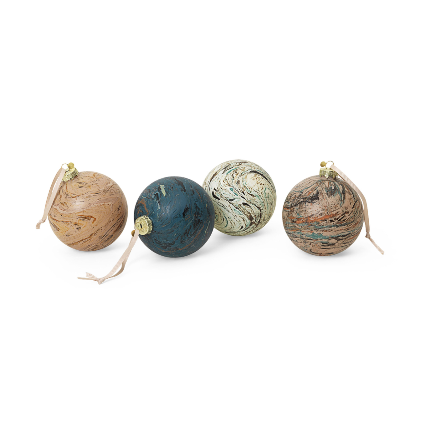 Set von MARBLE Weihnachtskugeln farbig