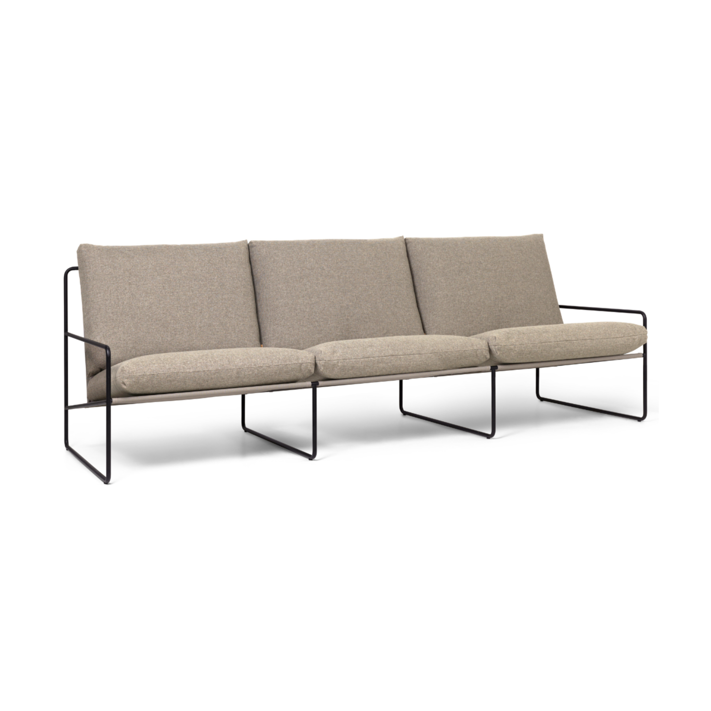 Sofa 3-sitzig für den Außenbereich DESERT beige mit schwarzem Gestell