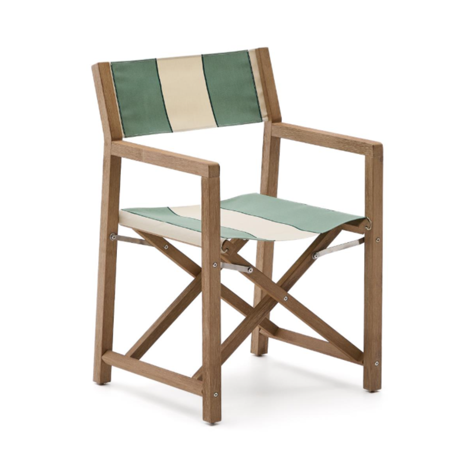 Klappstuhl für den Außenbereich VILARA grün-beige mit Akazienbasis