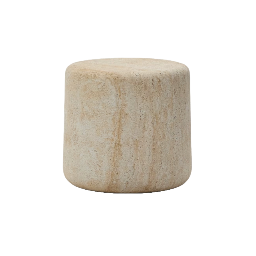 DRASI Garden Table in Cement with Travertine Imitation