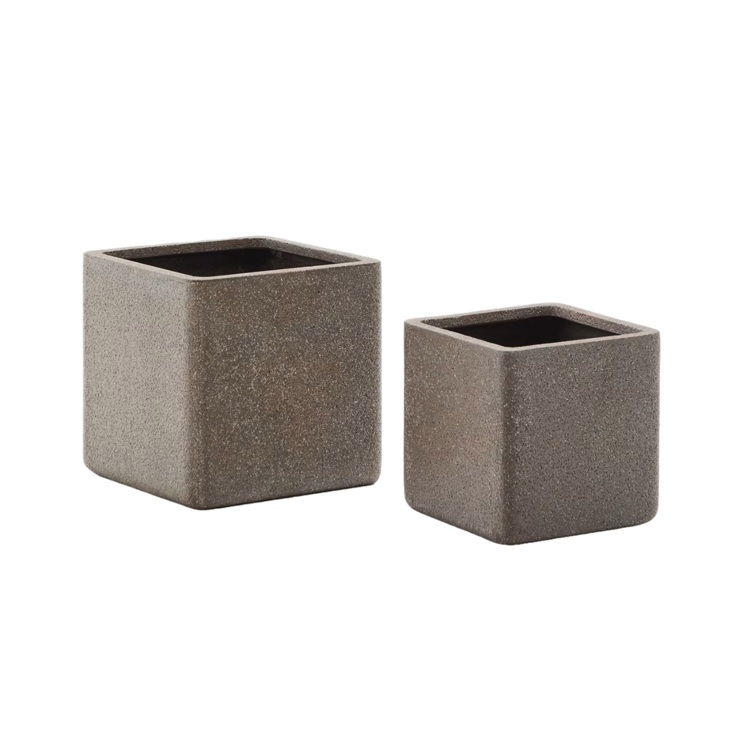 MINOA Brown Polycement Planter Set