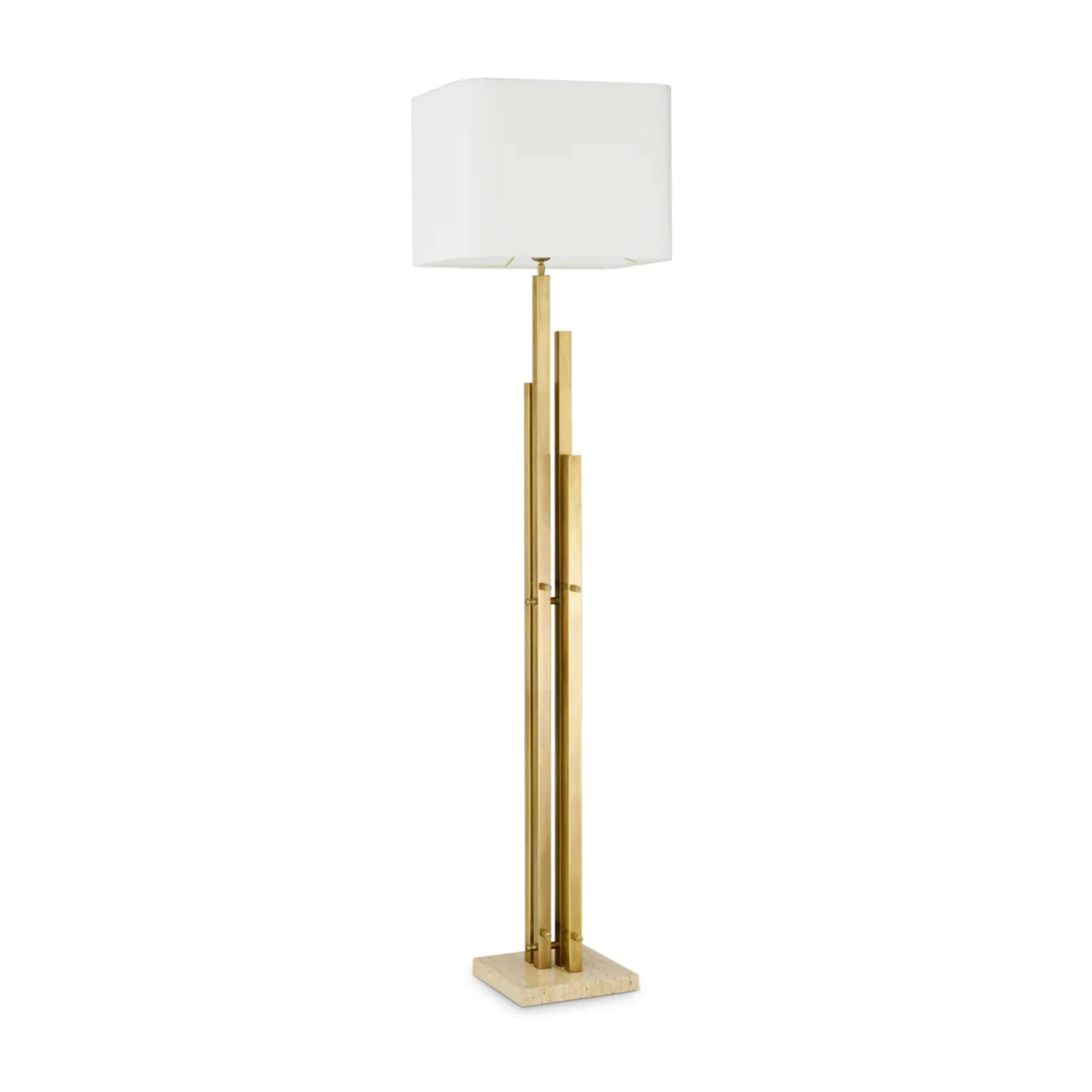 Stehlampe DESTINO gold mit travertinfarbener Basis