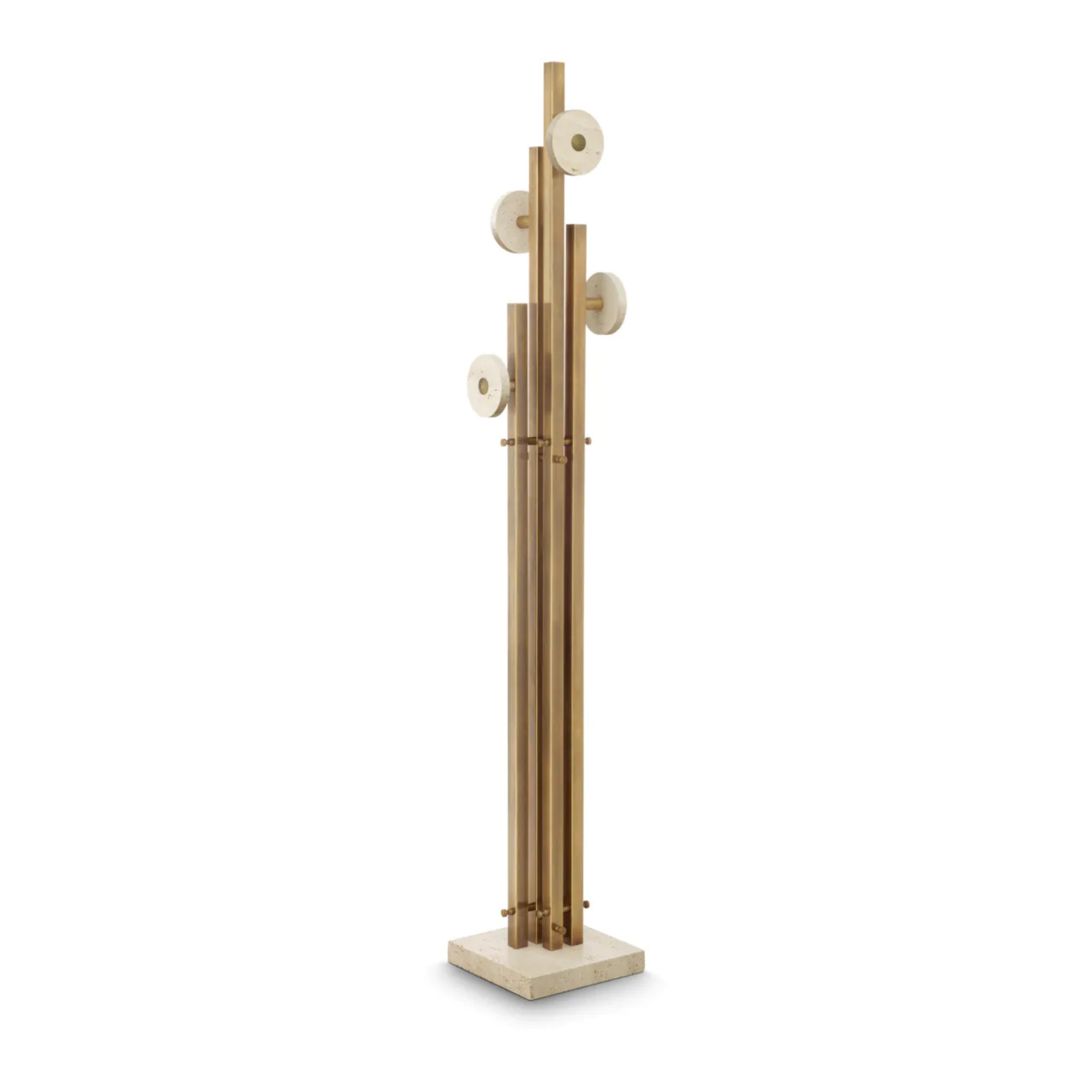 Garderobe AMADORA antik messing Finish mit Travertin