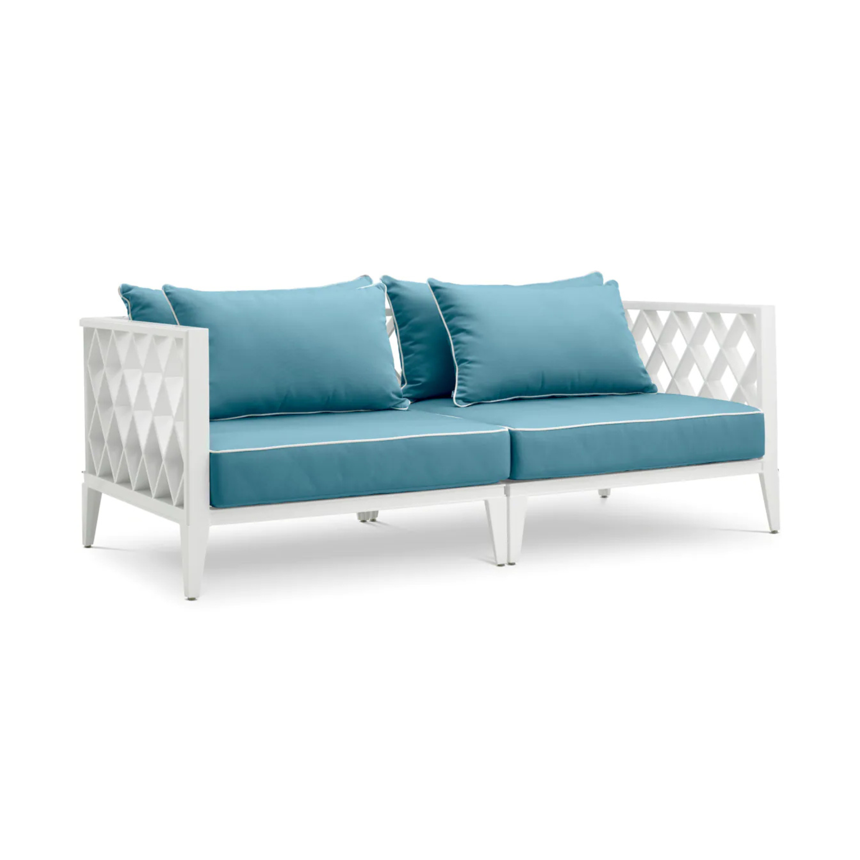 2-seater outdoor sofa OCEAN CLUB white with blue
