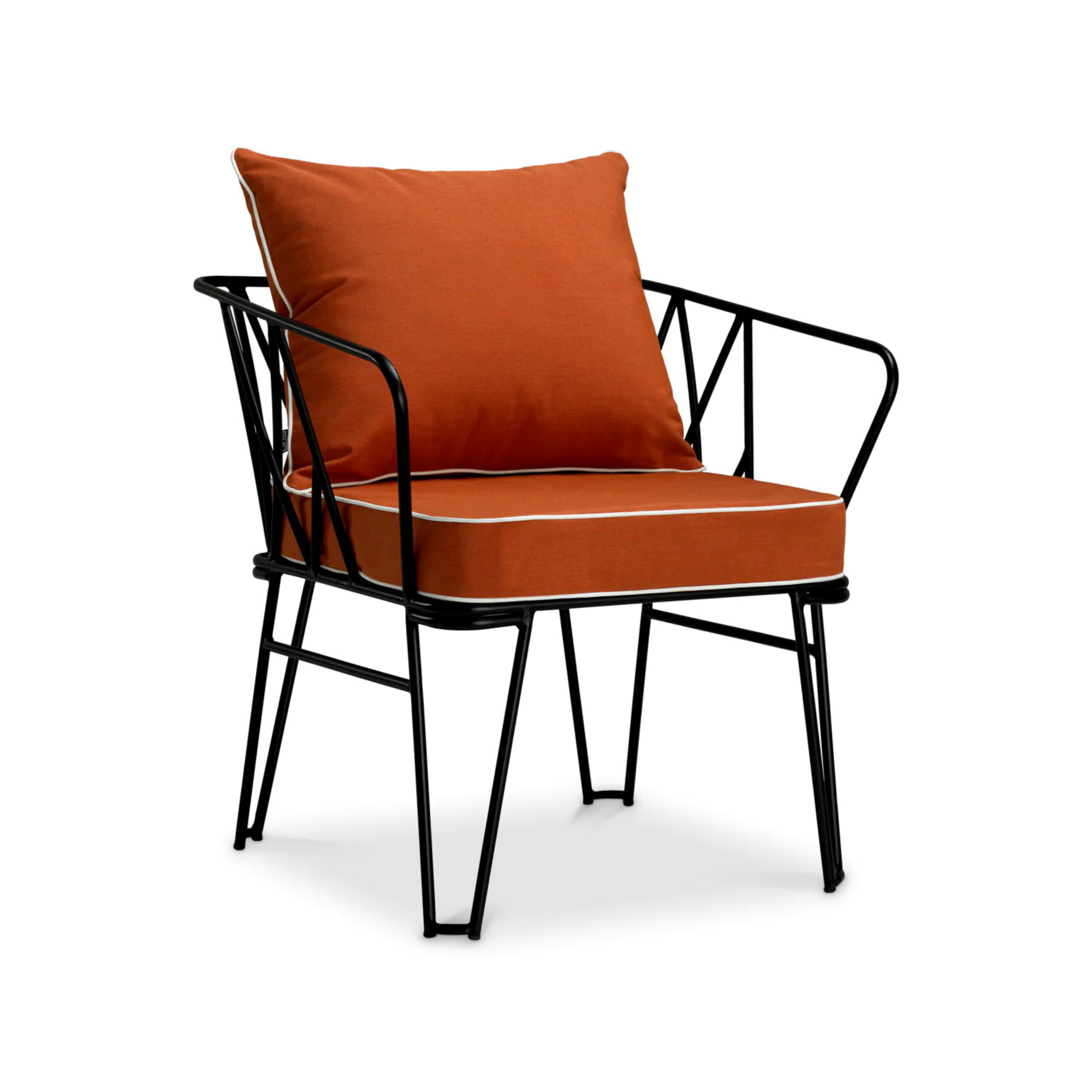 CLIFTON Outdoor Armchair in Orange with Black Base