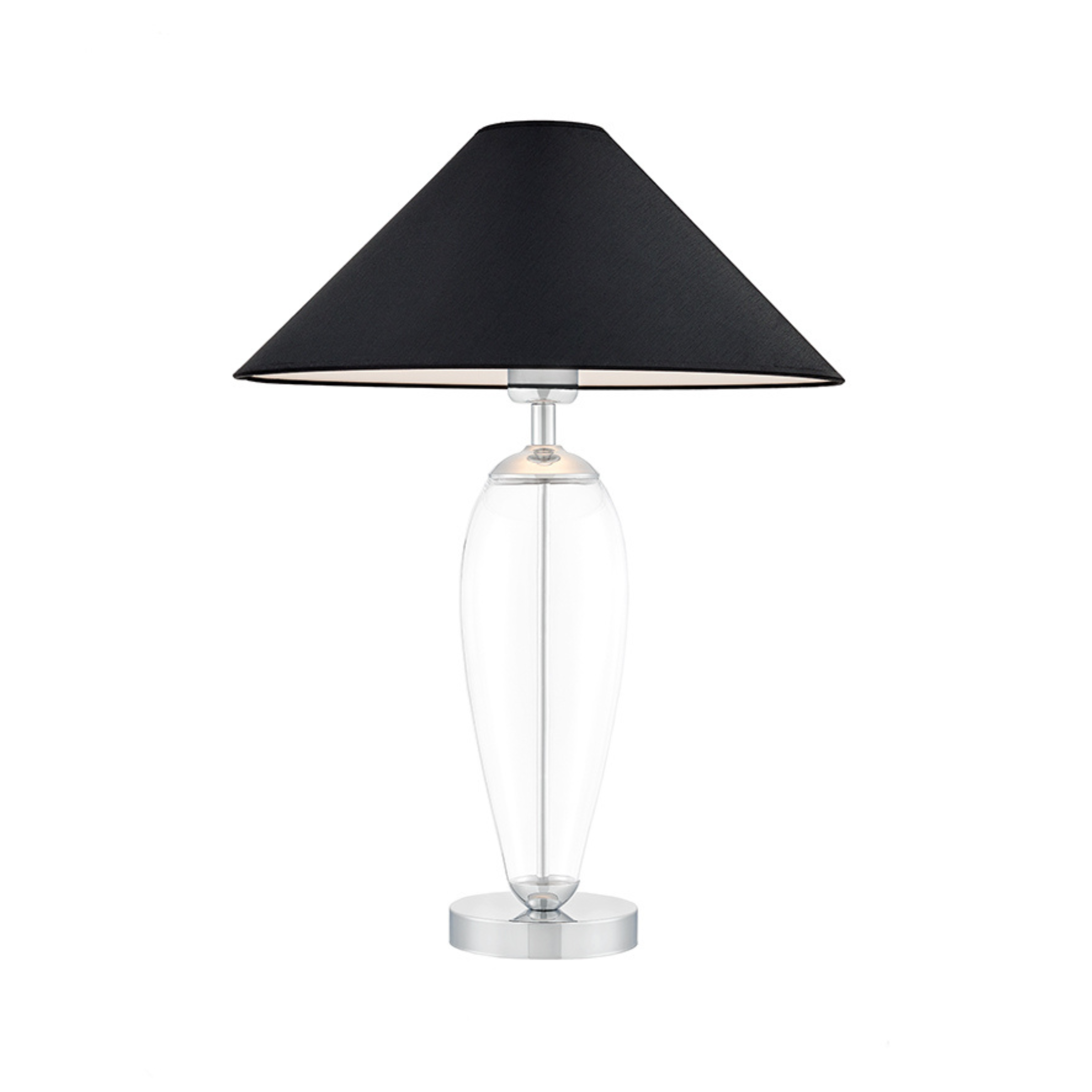 REA table lamp black with transparent base and silver finish