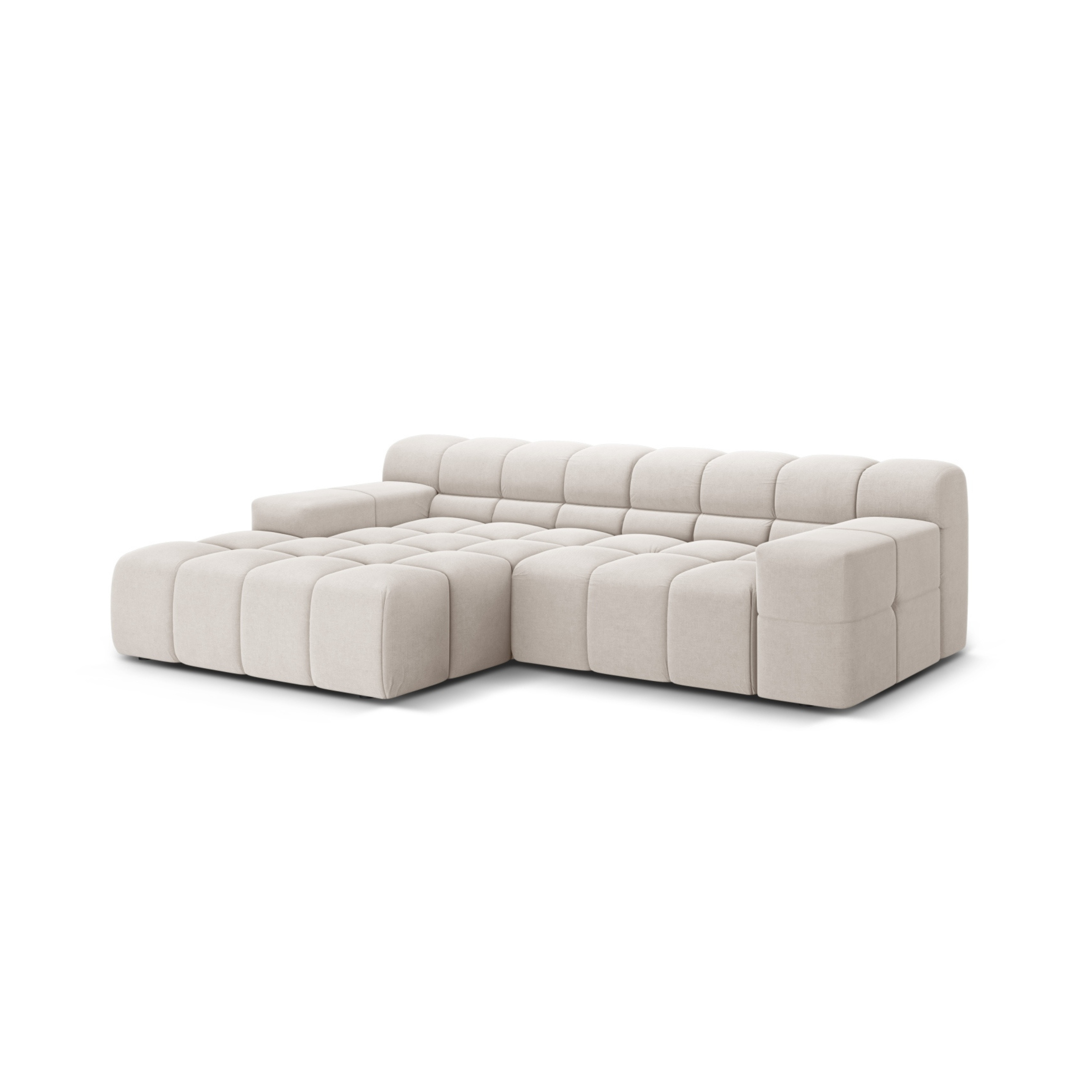 Zweisitzer-Ecksofa links AGAVE hellbeige Chenille
