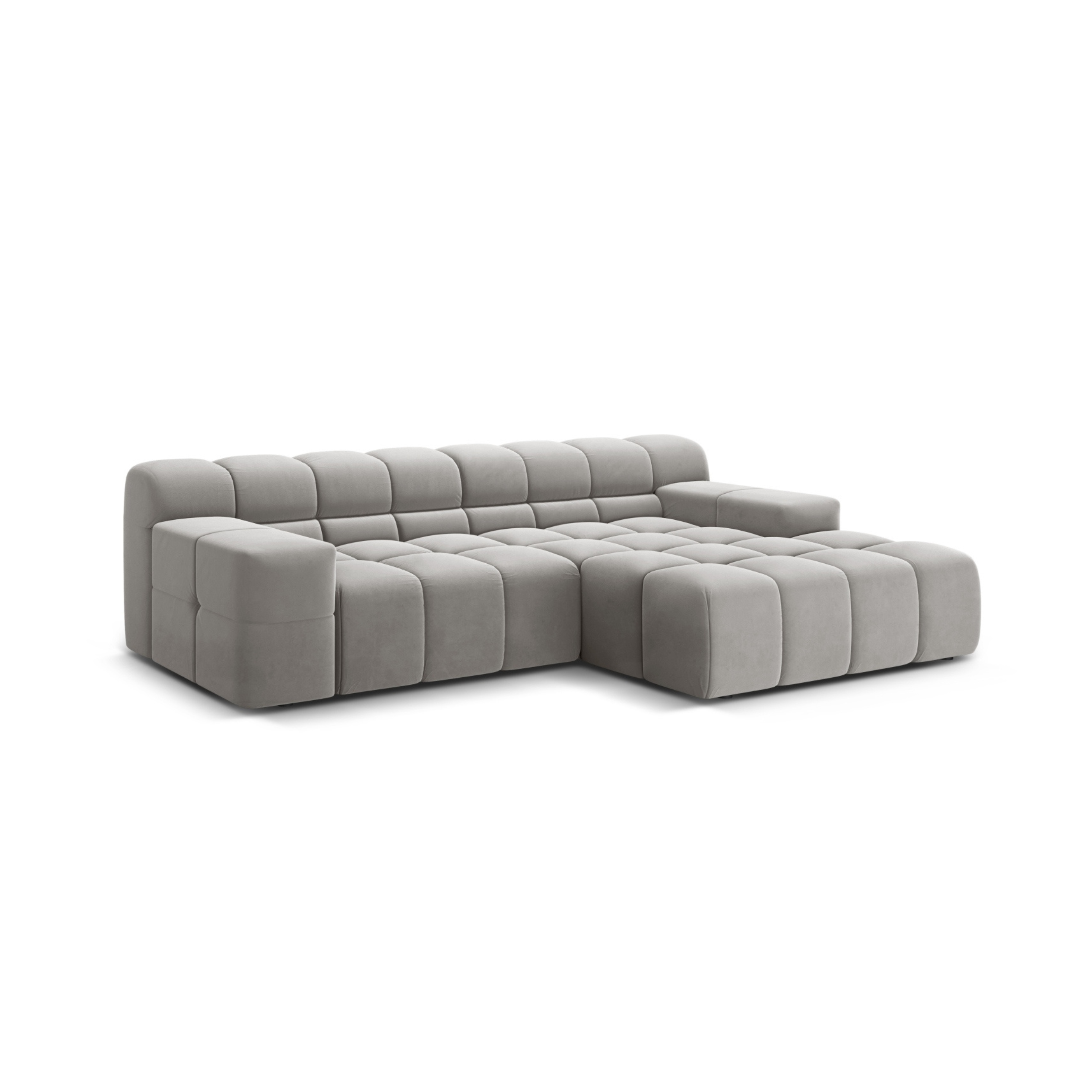 Gray right-facing 2-seater velvet corner sofa AGAVE