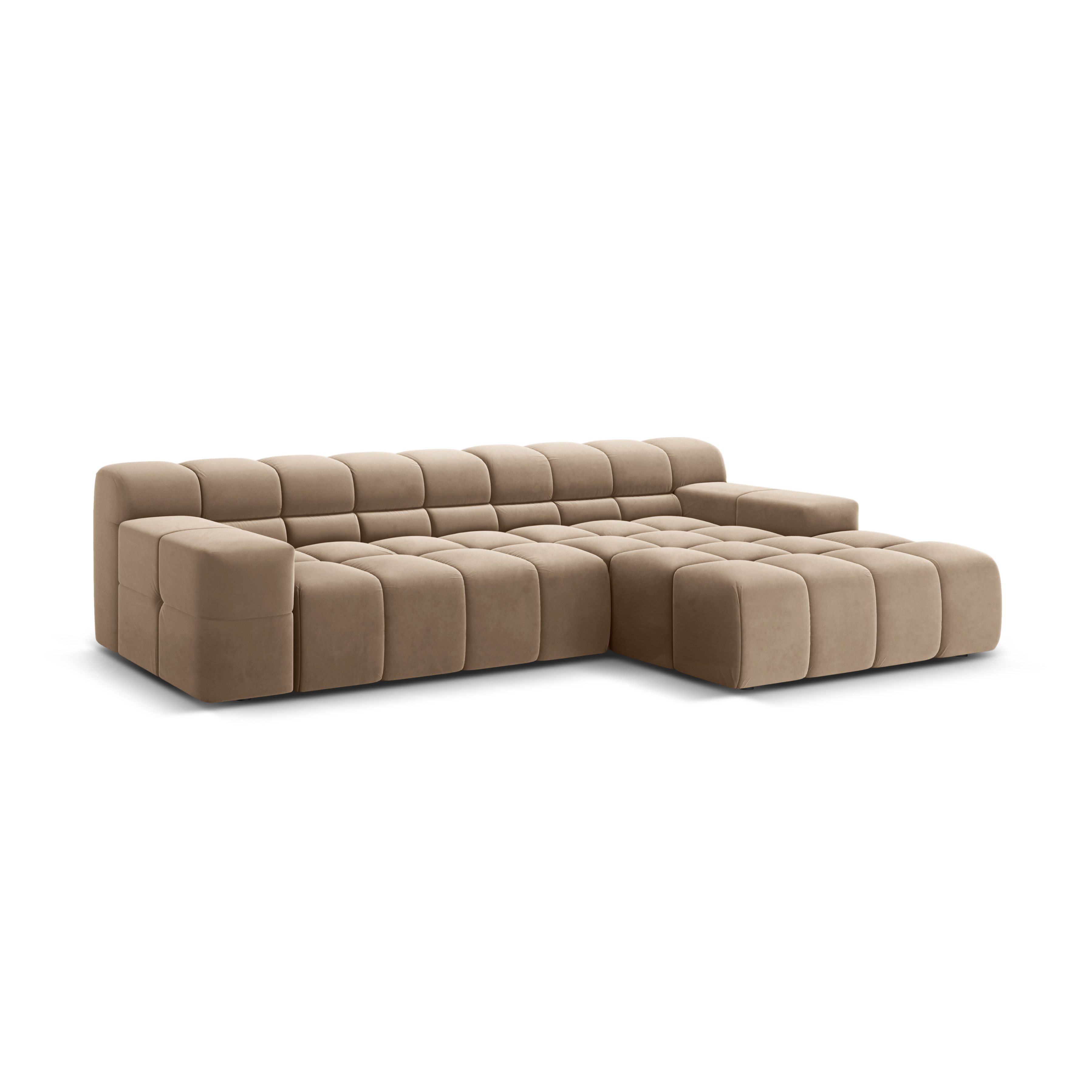 Samt-Ecksofa 3-sitzig rechts AGAVE beige
