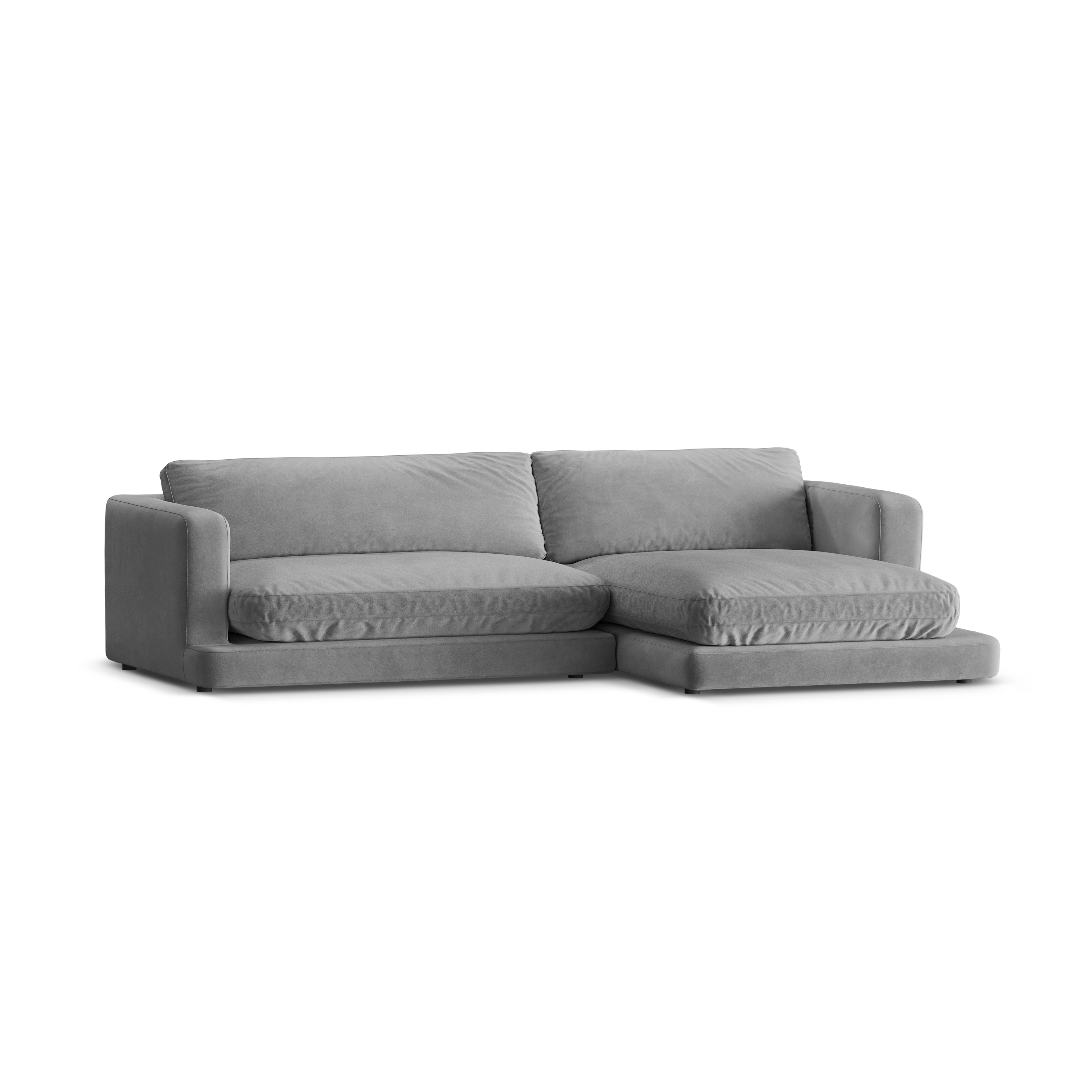 Right-facing velvet corner sofa DAPHNE gray