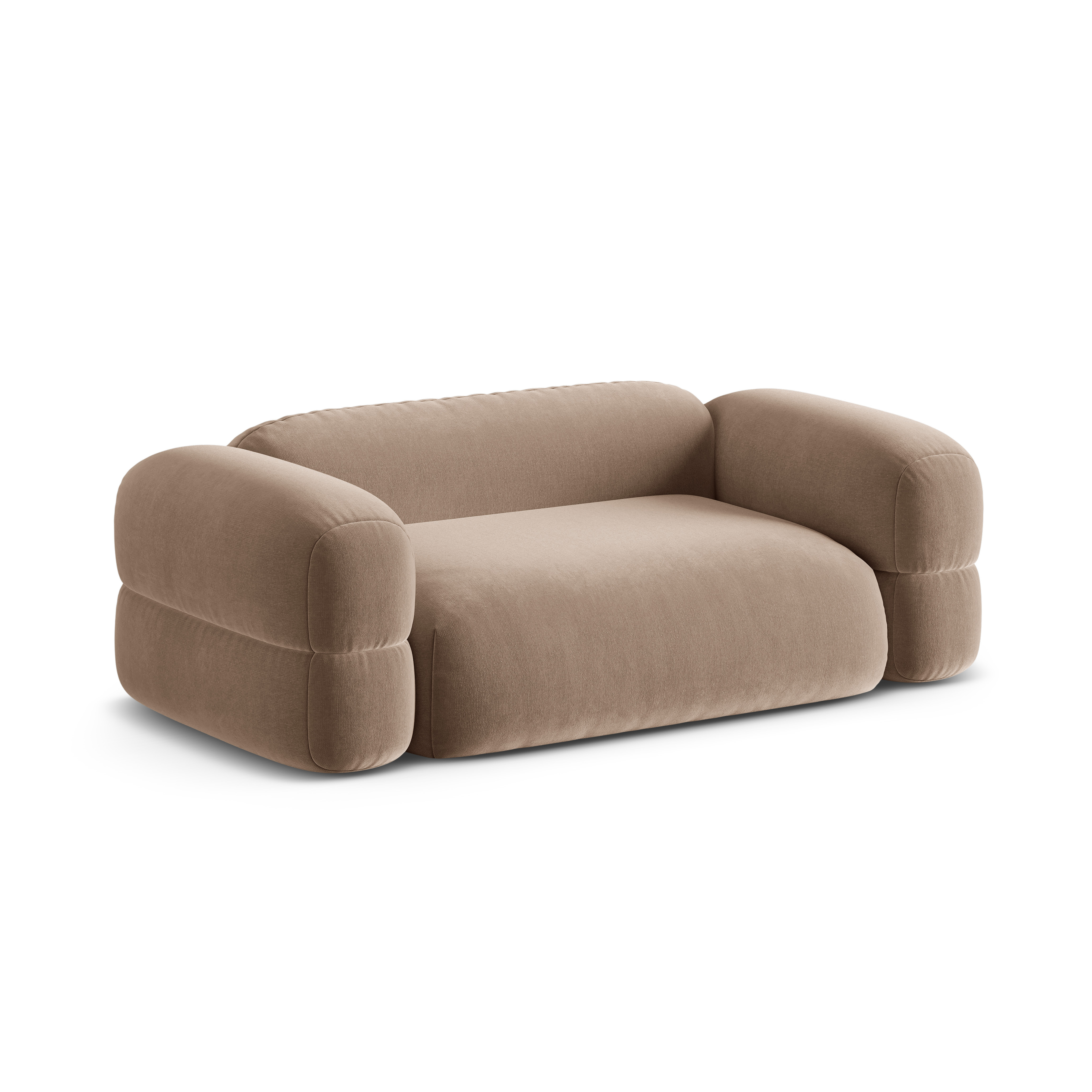 Velvet 3-Seater Sofa ROGER Dark Beige