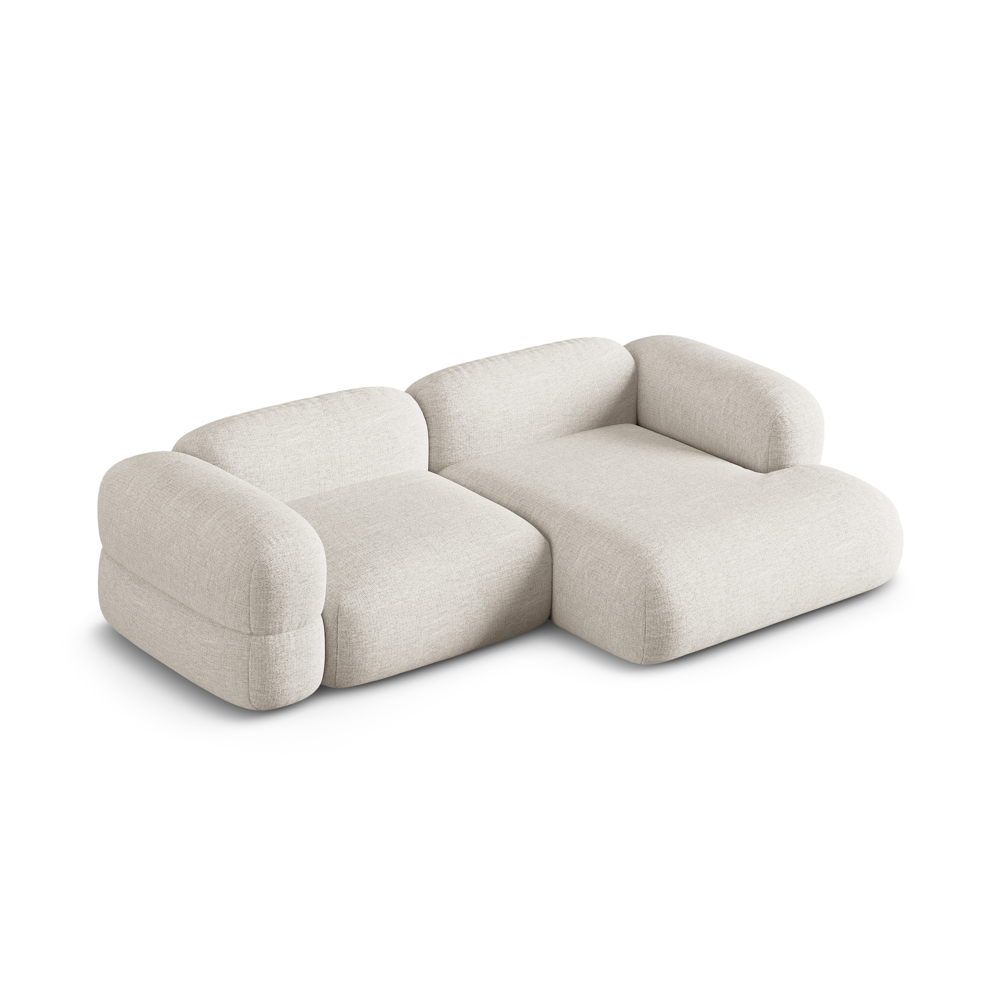 Rechtsseitige Eckcouch ROGER beige Chenille