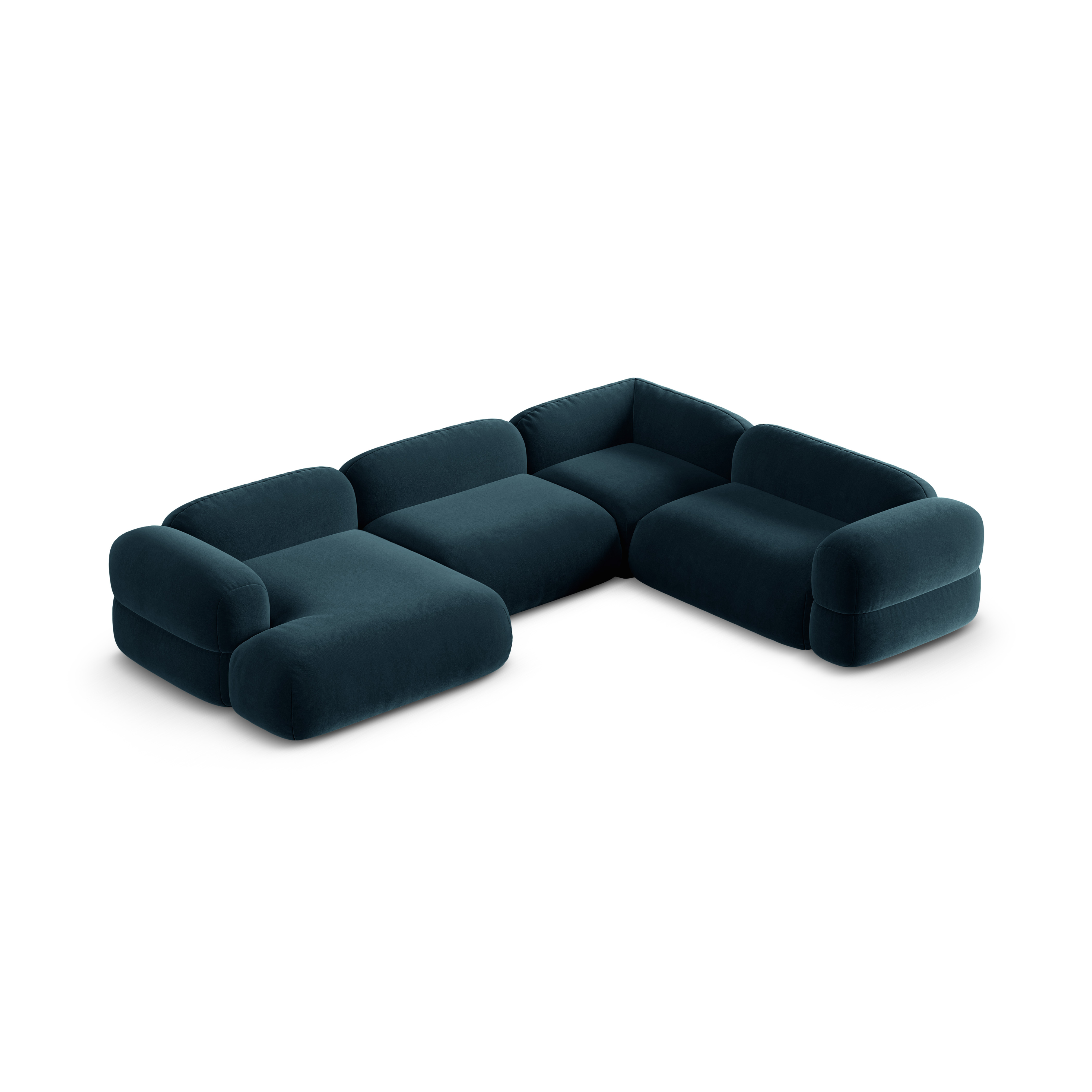 Velvet U-shaped right-facing corner sofa ROGER petrol blue