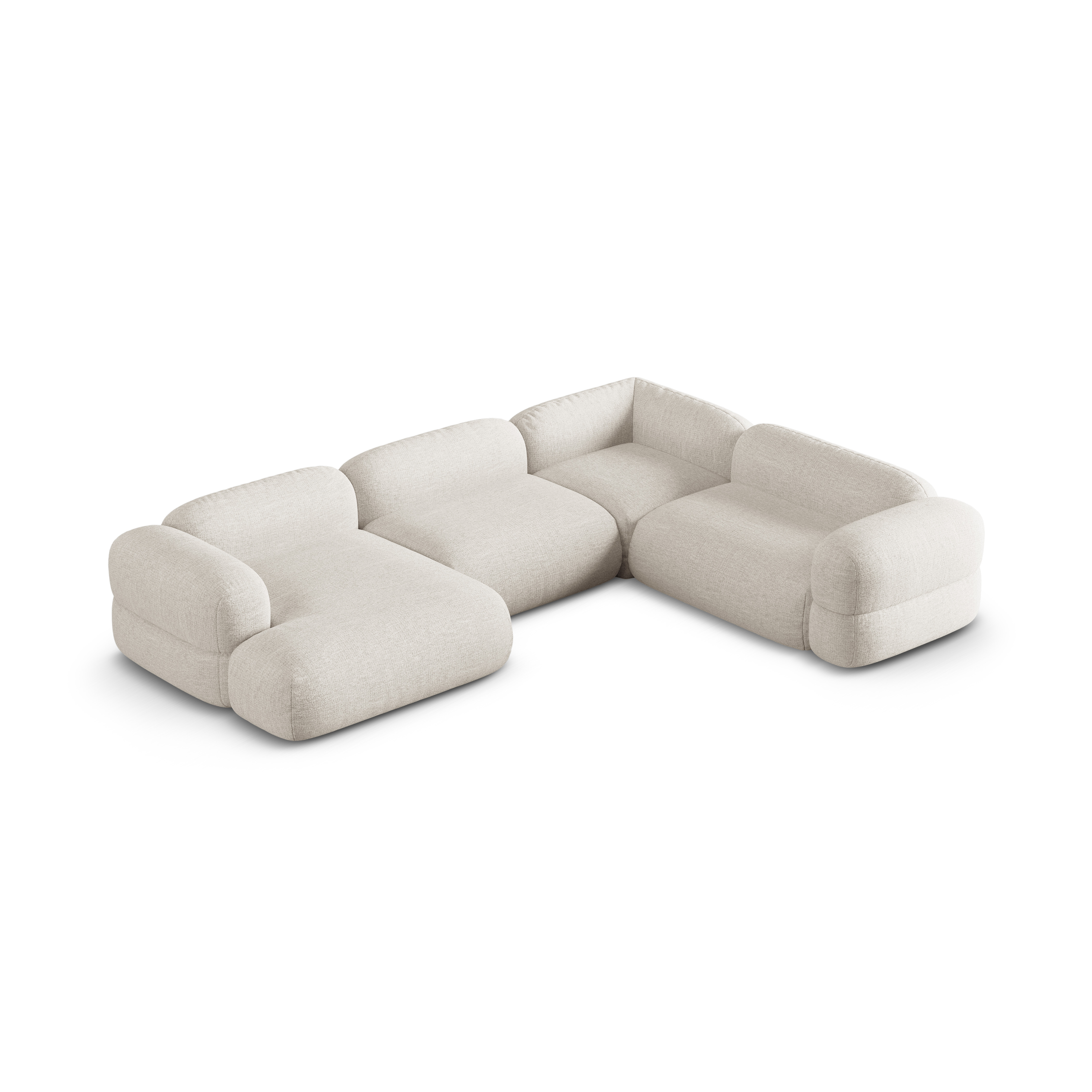 Right-facing U-shaped corner sofa ROGER beige chenille