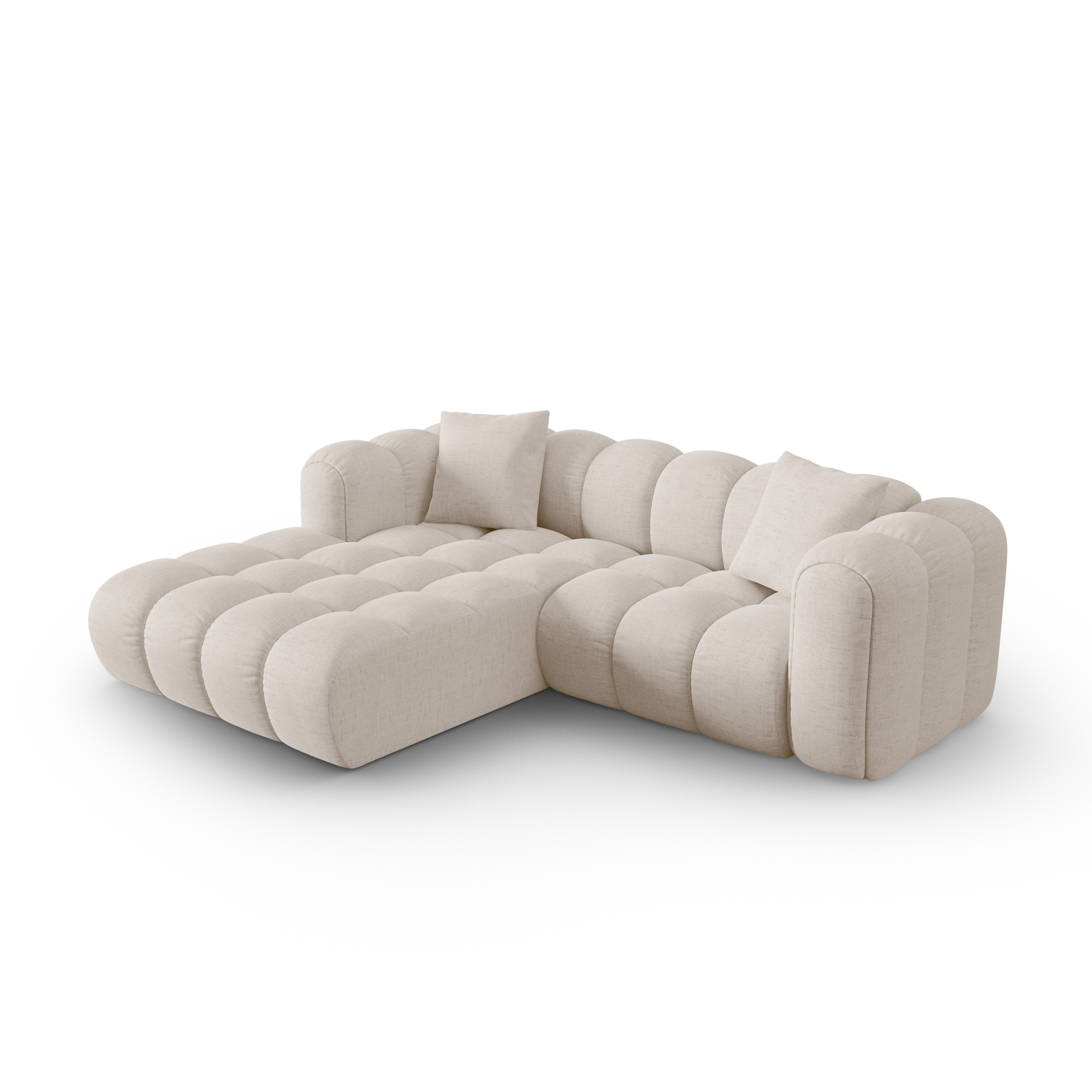 Left-facing 3-seater corner sofa ASTRO beige chenille