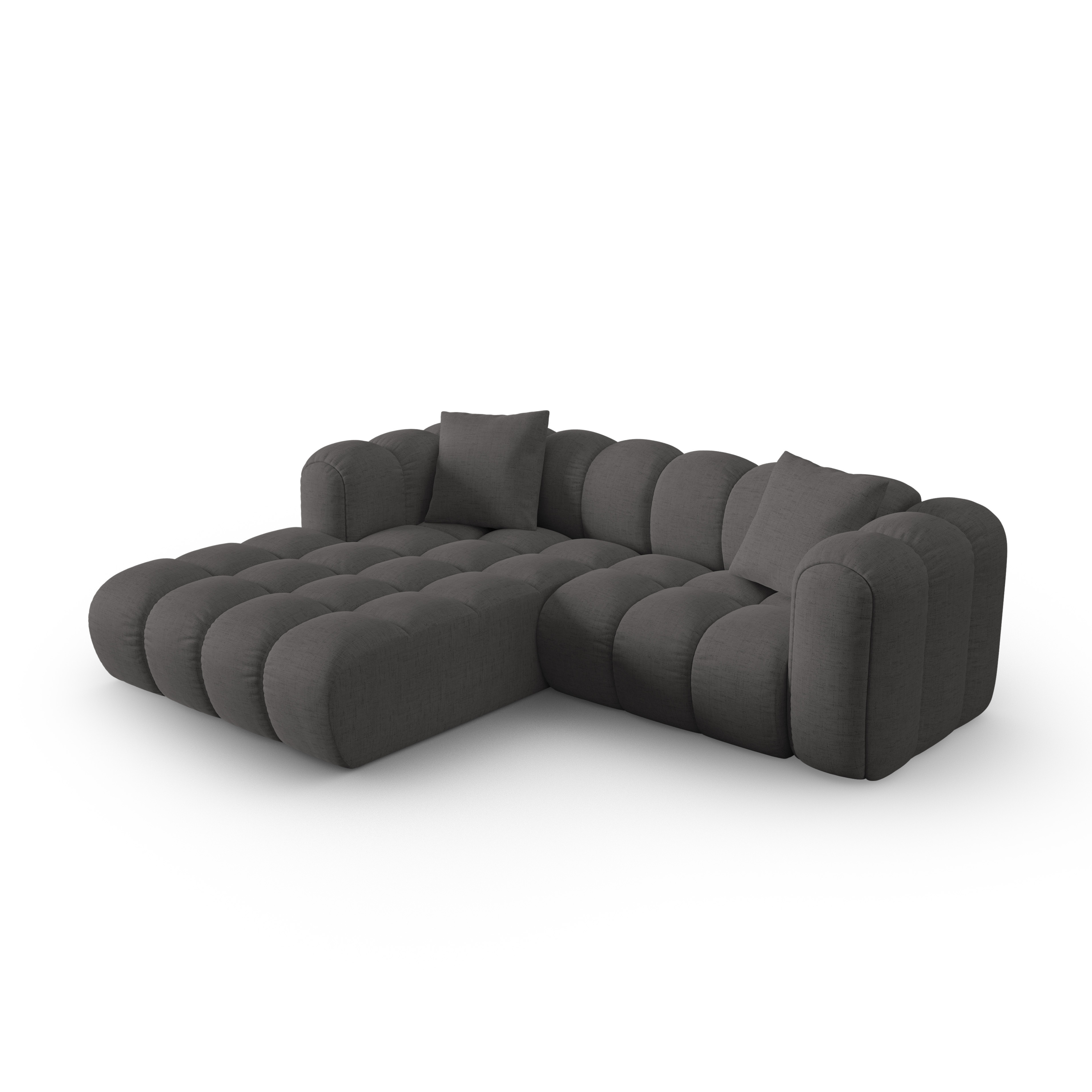 3-sitziger linksseitiger Ecksofa ASTRO graues Chenille
