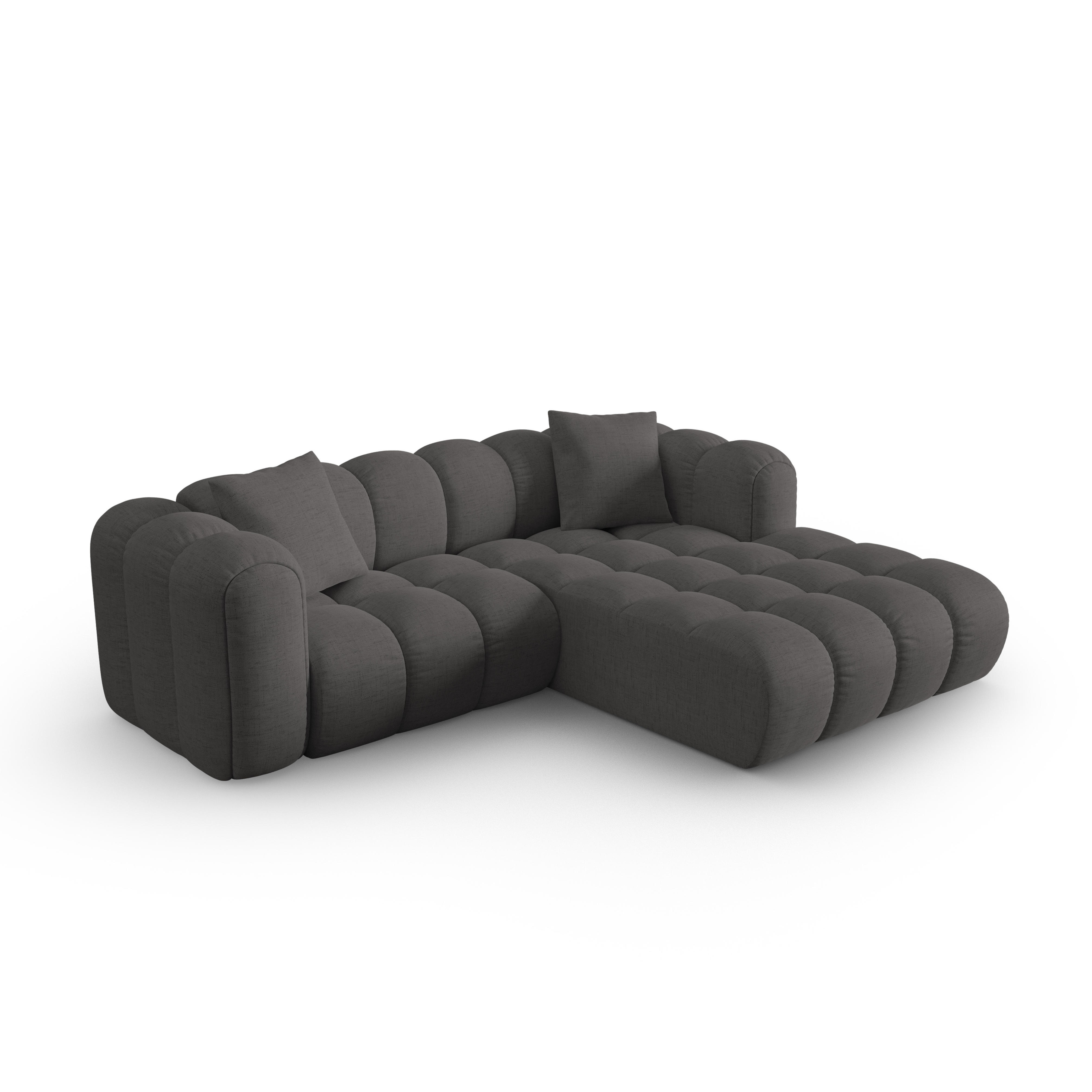 3-sitziger rechter Ecksofa ASTRO graues Chenille